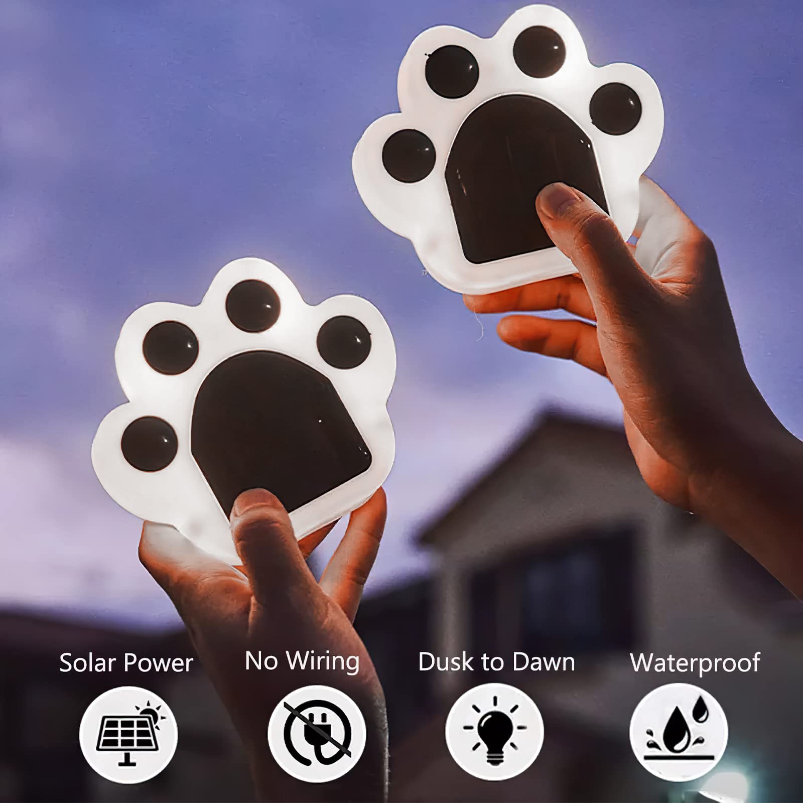 4Pack Solar Paw Lights - Waterproof Color Changing for Garden & Path
