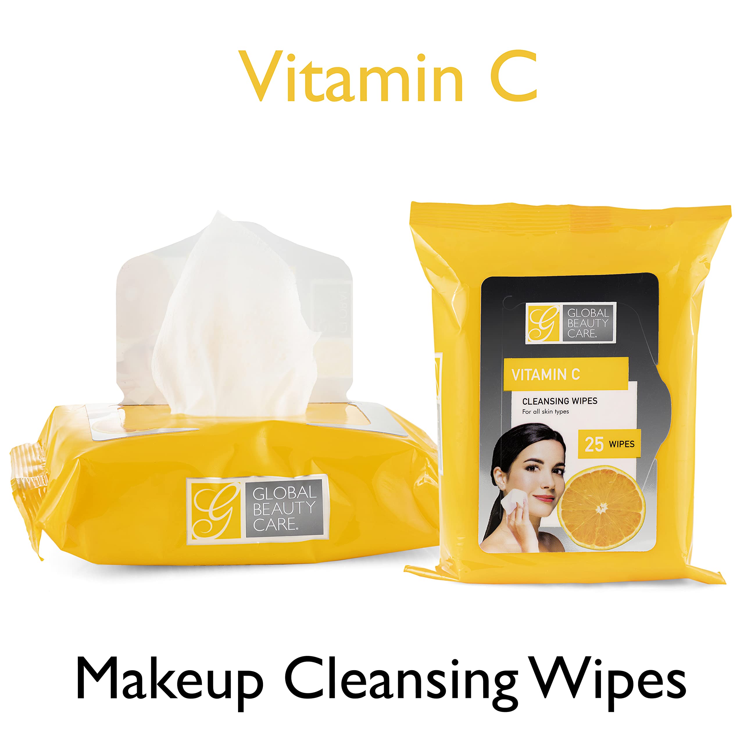 Vitamin C Cleansing Wipes for Face - 100 Count (4-Pack) | Premoistened Makeup Remover Wipes | Bulk Travel Toiletries | Gentle Exfoliating & Skin Brightening | Perfect for Travel, Gym & Daily Skincare Routine