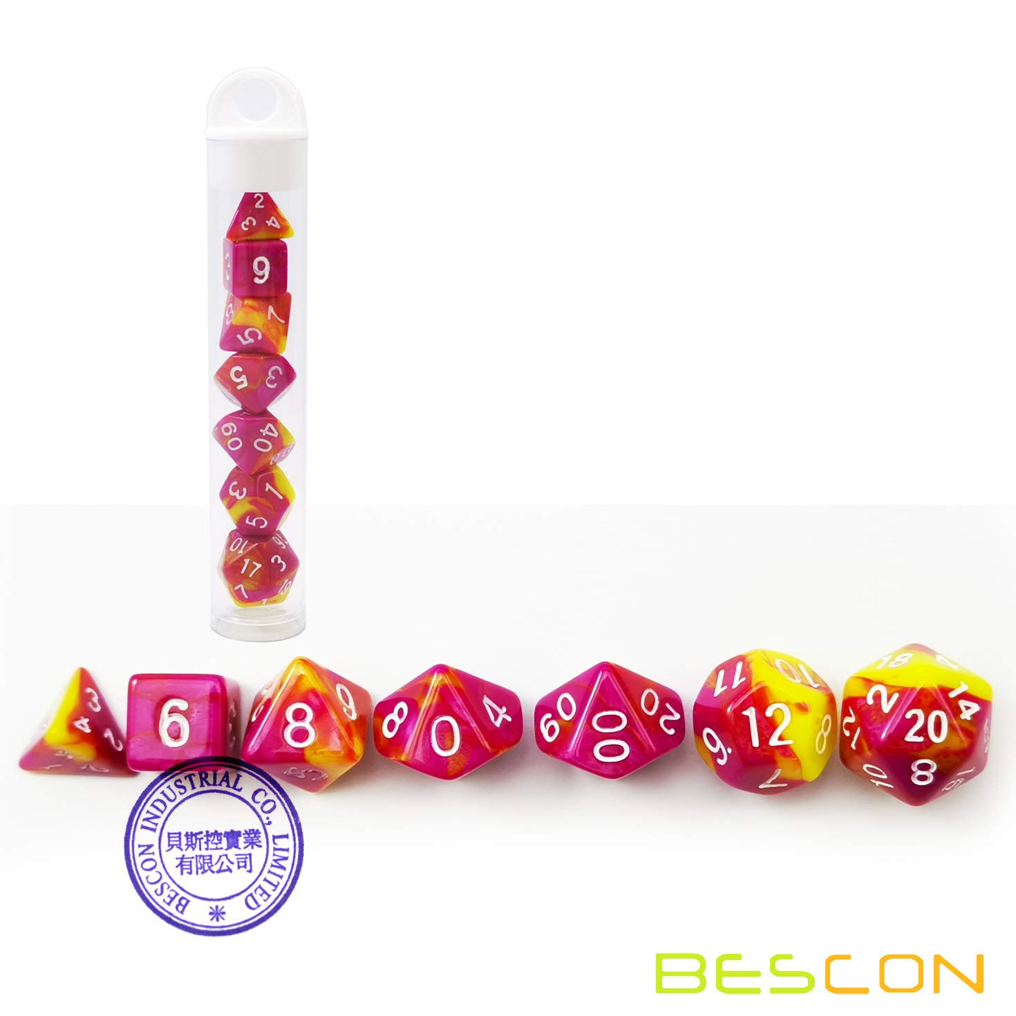 Bescon Mini Two Tone Polyhedral RPG Dice Set - 10MM Small Dice (D4-D20) for D&D, Pathfinder & Tabletop Gaming - Perfect for RPG Enthusiasts & Collectors