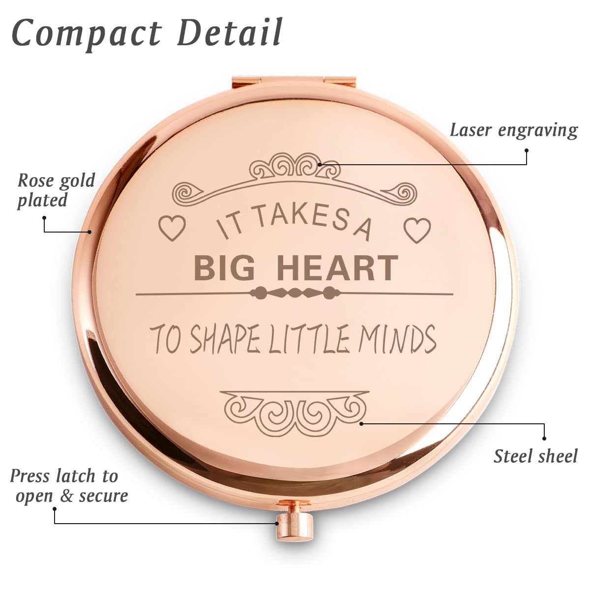 Personalized Compact Mirrors - Unique Teacher Gifts for Women, Perfect for Mother's Day & Graduation