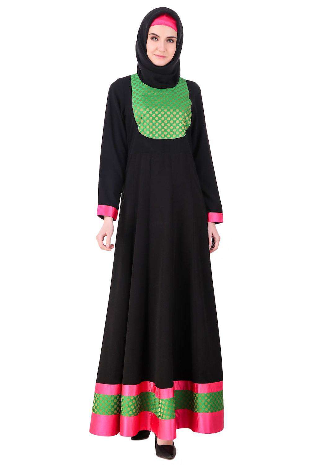Elegant Black Anarkali Eid Abaya Dress for Women - Modest Islamic Prayer Gown - Perfect for Eid Celebrations, Weddings & Special Occasions