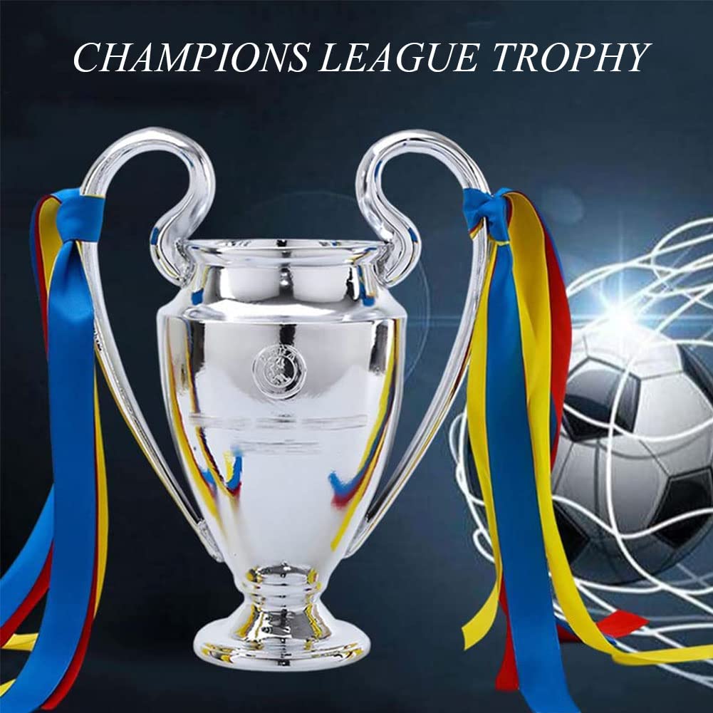 ADLUH Silver Football Champions Trophy - 44cm Resin Collectible for Club League Fans, Office Decor, Souvenir & Gift Idea | Perfect for Sports Enthusiasts, Trophy Displays & Fan Collections