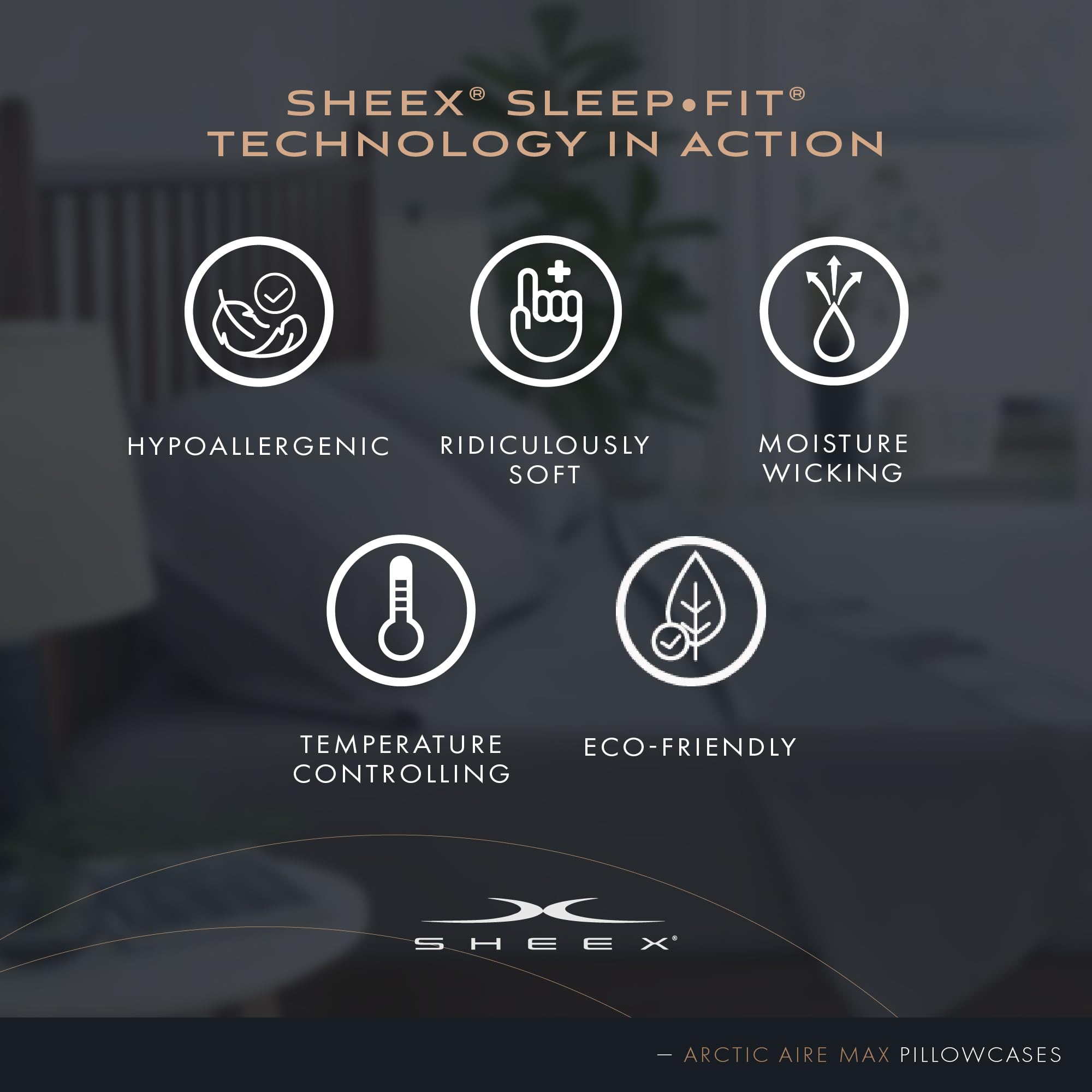 SHEEX Arctic Aire MAX Cooling Pillowcases Set of 2 - Standard Size, Charcoal Grey with CoolX Technology for Hot Sleepers & Night Sweat Relief - Perfect for Summer Nights & Temperature Regulation