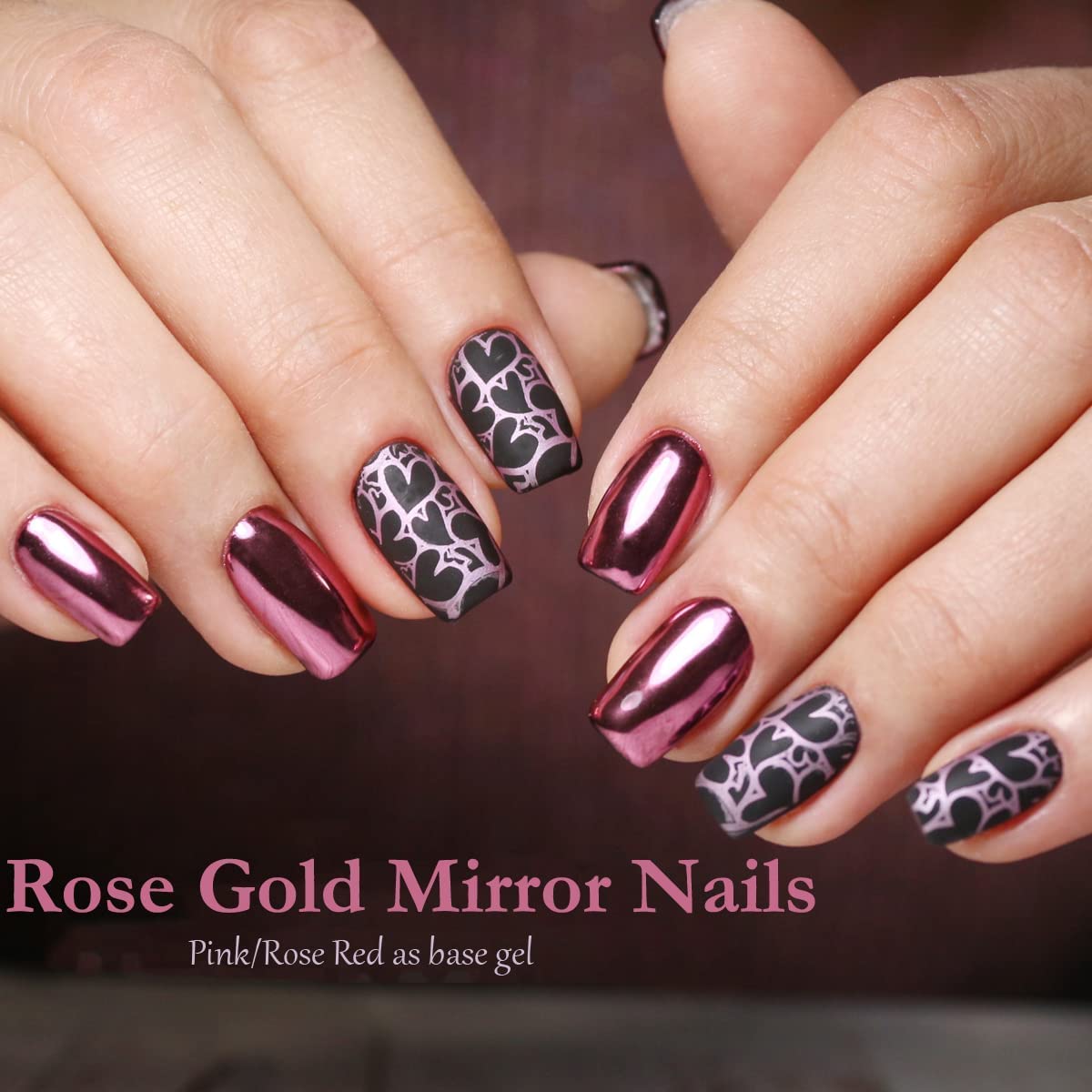 PrettyDiva Silver Chrome Nail Powder - Rose Gold & Pink Mirror Effect Nail Art Pigment | Metallic Shine Manicure Chrome Powder for Nail Extensions, Acrylic Nails & DIY Nail Designs | Perfect for Salon, Home Use & Special Occasions