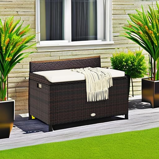 YITAHOME Large Outdoor Wicker Storage Bench Deck Box - PE Rattan Patio Furniture with Convenient Handles & Soft Cushion - Perfect for Patio, Garden, Yard, Lawn, and Outdoor Storage Organization