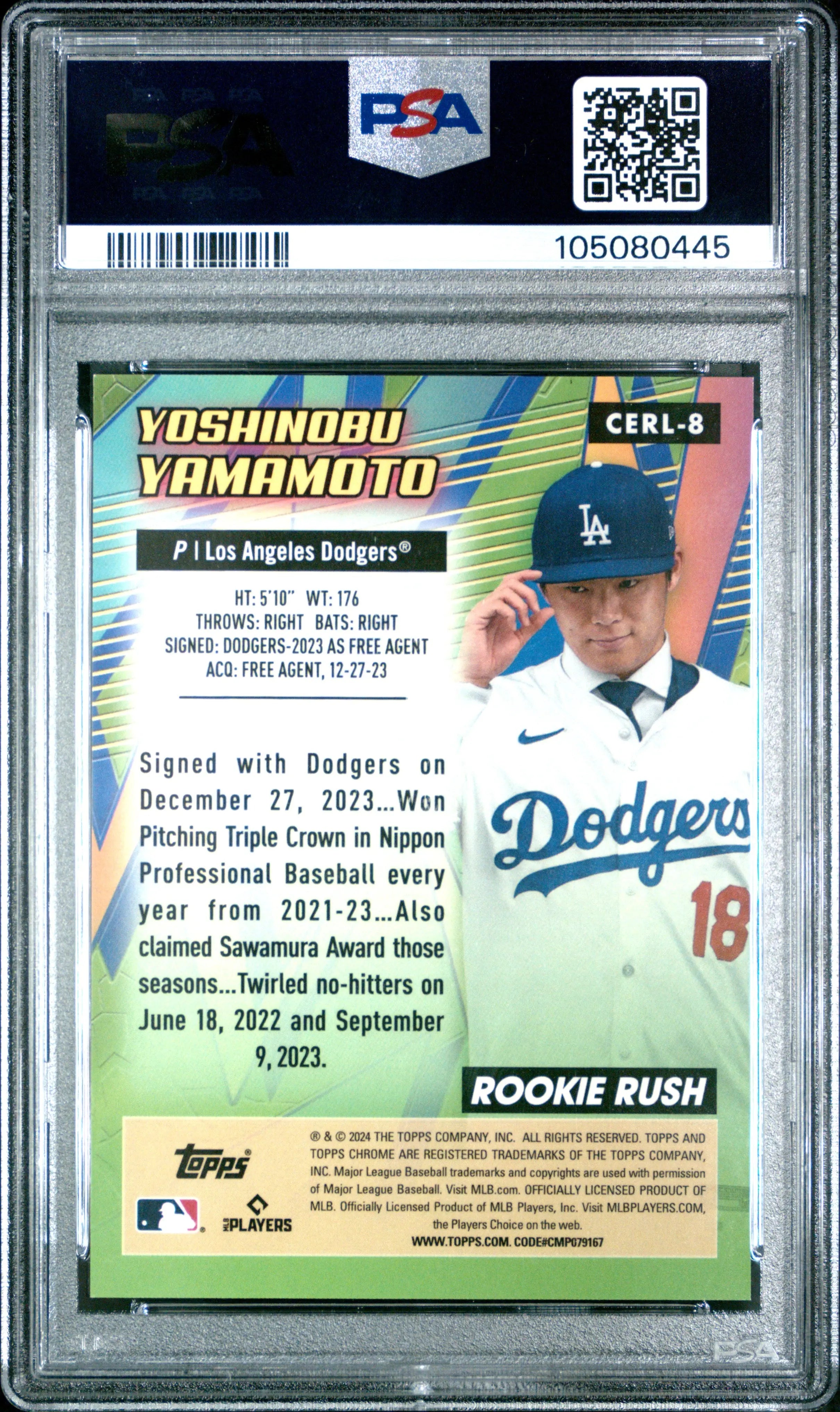 2024 Topps Chrome Logofractor Edition Yoshinobu Yamamoto Rookie Card PSA 10 Gem Mint - Perfect for Baseball Card Collectors & Investors, Great Gift for Sports Fans
