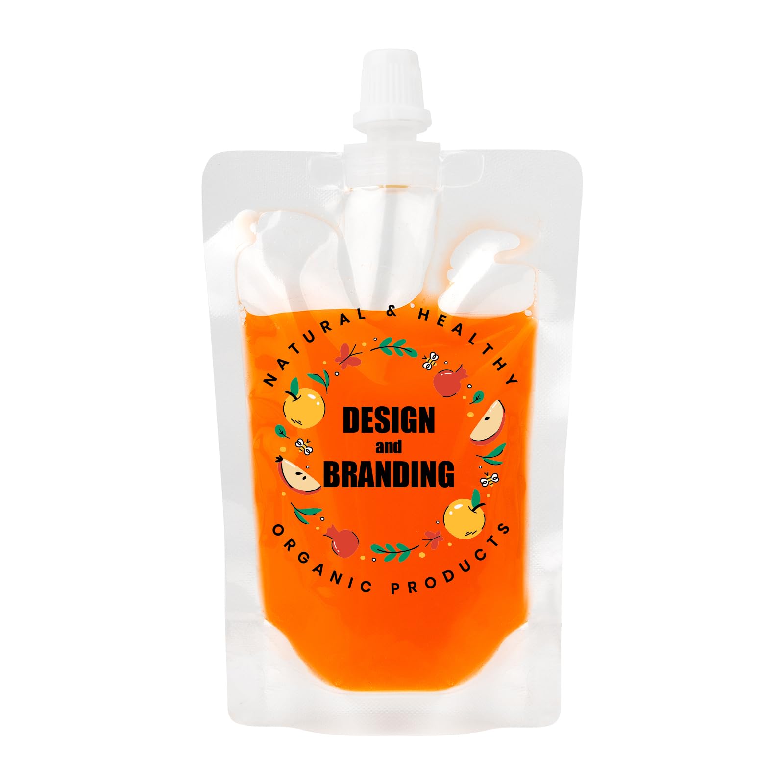 100 PCS Custom Drink Bags with Spout | Personalized 3.25 oz Clear Drink Pouches | Full Color Printing for Parties, Events & On-the-Go Hydration