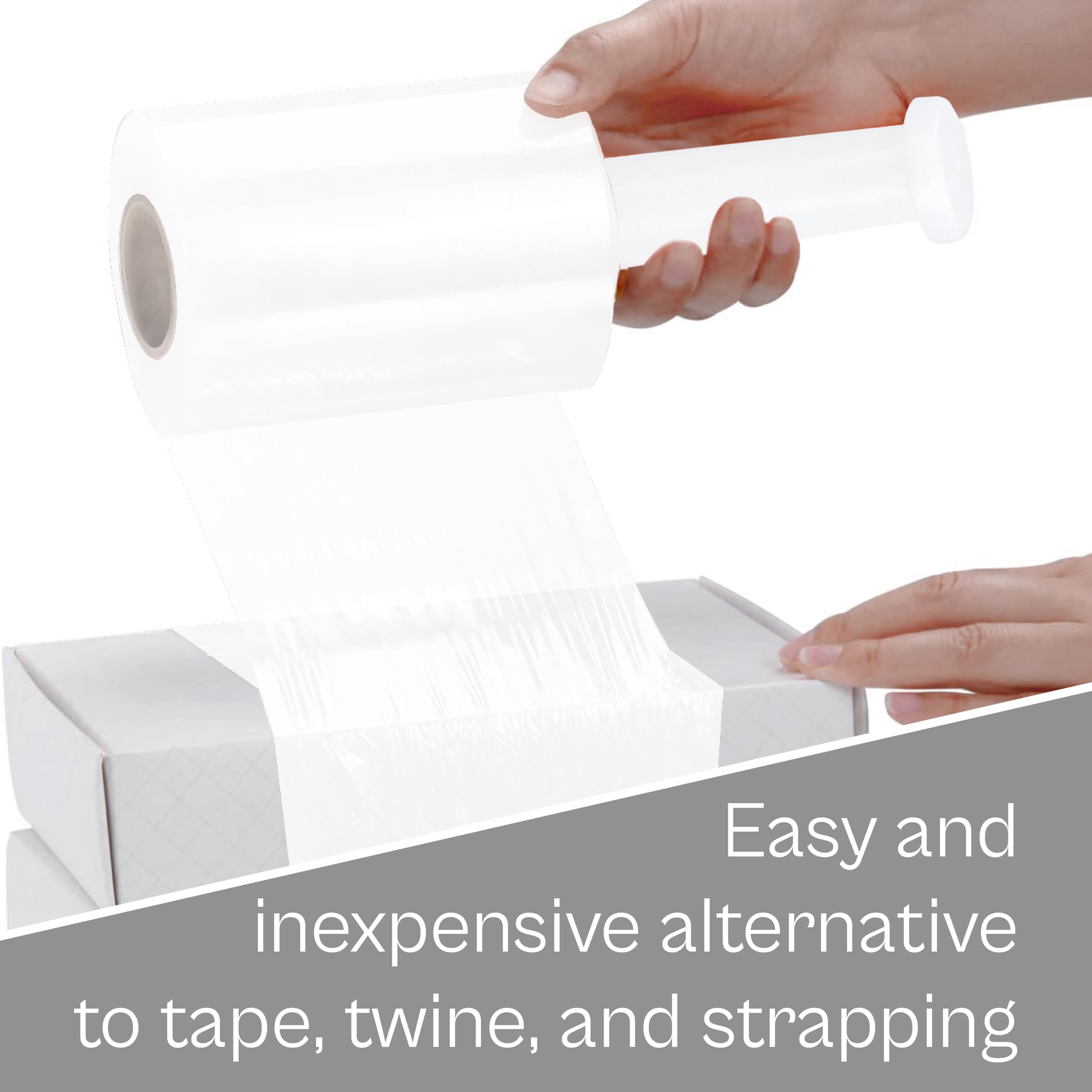 PSBM White Mini Stretch Wrap with Plastic Handle - 36 Pack, 3 Inch x 1000 Feet, 80 Gauge Plastic Cling Film Rolls for Color Coding, Storing & Shipping Pallets - Ideal for Warehouse, Moving & Industrial Packaging