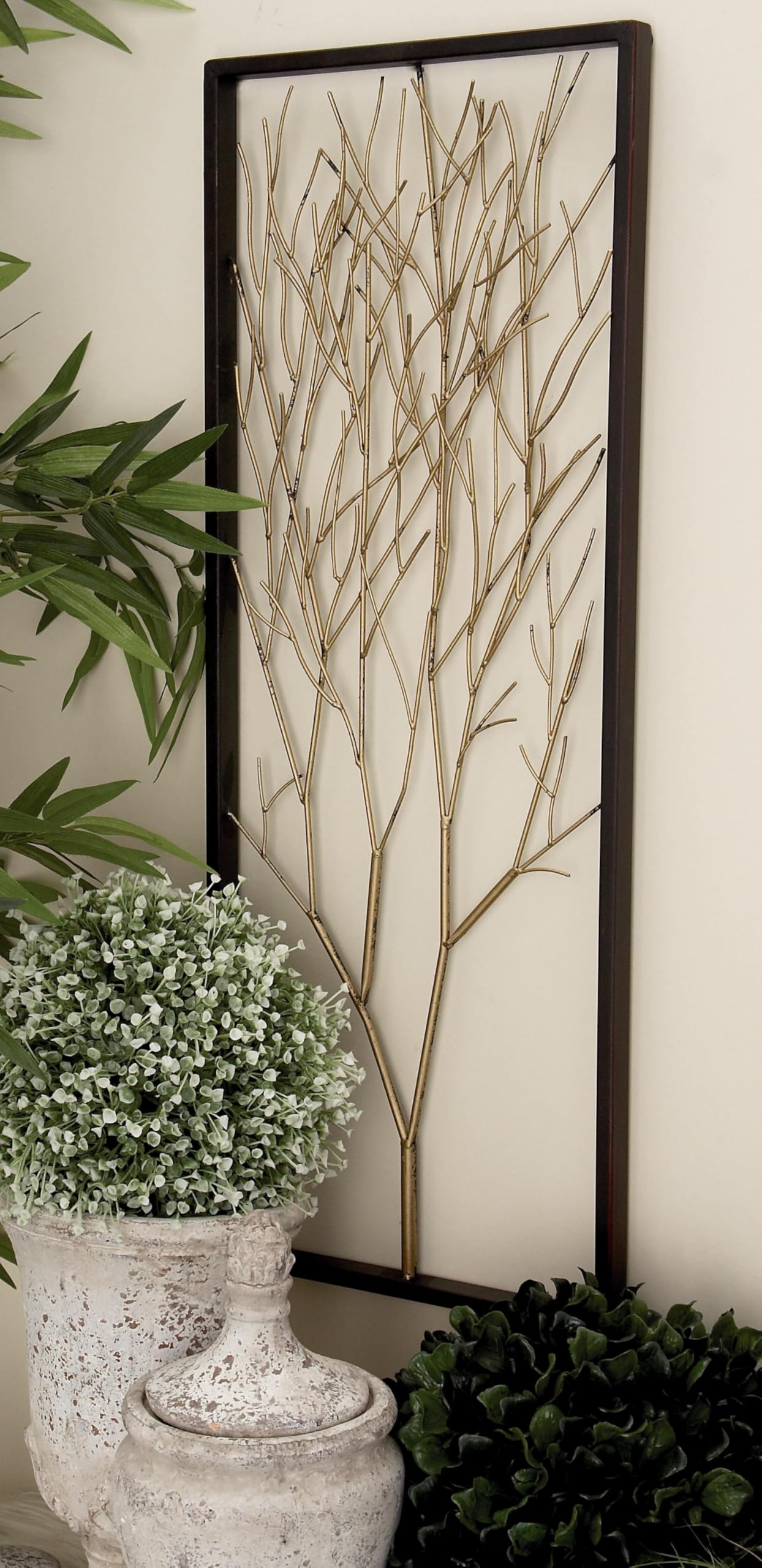 Deco 79 Modern Metal Tree Wall Art Set of 3 - Metallic Copper, Silver & Gold Branch Sculpture - 13