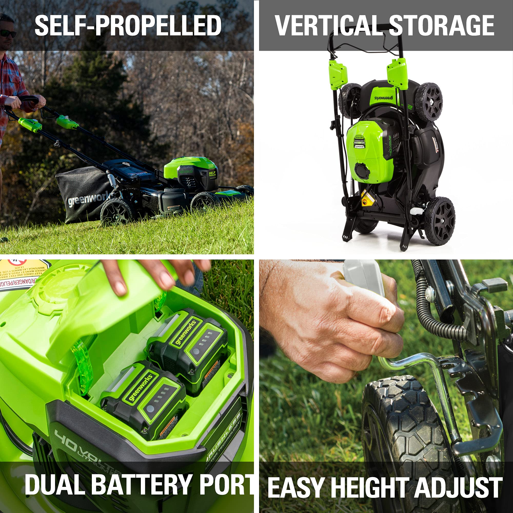 Greenworks 40V 21-Inch Self-Propelled Cordless Lawn Mower with 5.0Ah Battery & Charger | Brushless Motor | 75+ Tool Compatible | Perfect for Medium to Large Yards, Quiet & Eco-Friendly Lawn Care