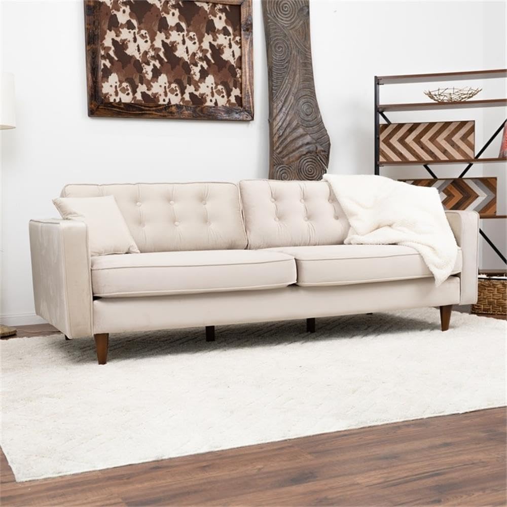 ASHCROFT Ophelia Mid Century Modern Velvet Sofa - Stylish Living Room Couch for Small Spaces, Apartments & Cozy Home Decor | Perfect for Lounge, TV Room & Contemporary Interiors