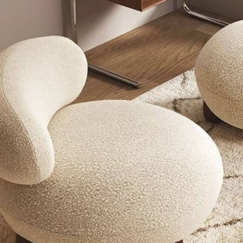 Modern Beige Accent Chair with Ottoman - Solid Color Fixed Back Lounge Chair for Living Room, Bedroom or Office - Comfortable Reading Chair with Footrest