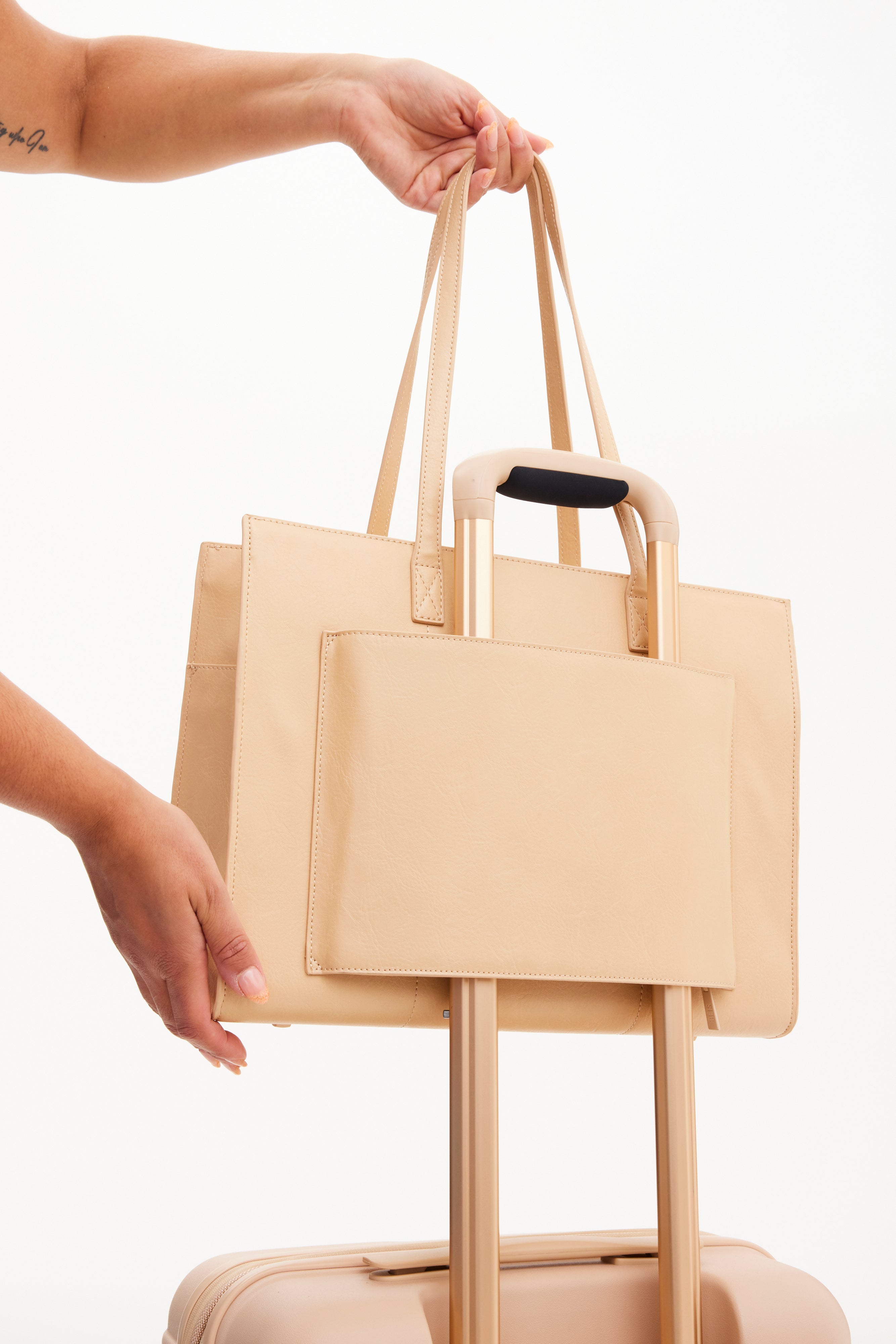 Premium Beige Work Tote Bag - Professional Leather Office Tote for Women - Perfect for Business Meetings, Commuting & Travel Accessories