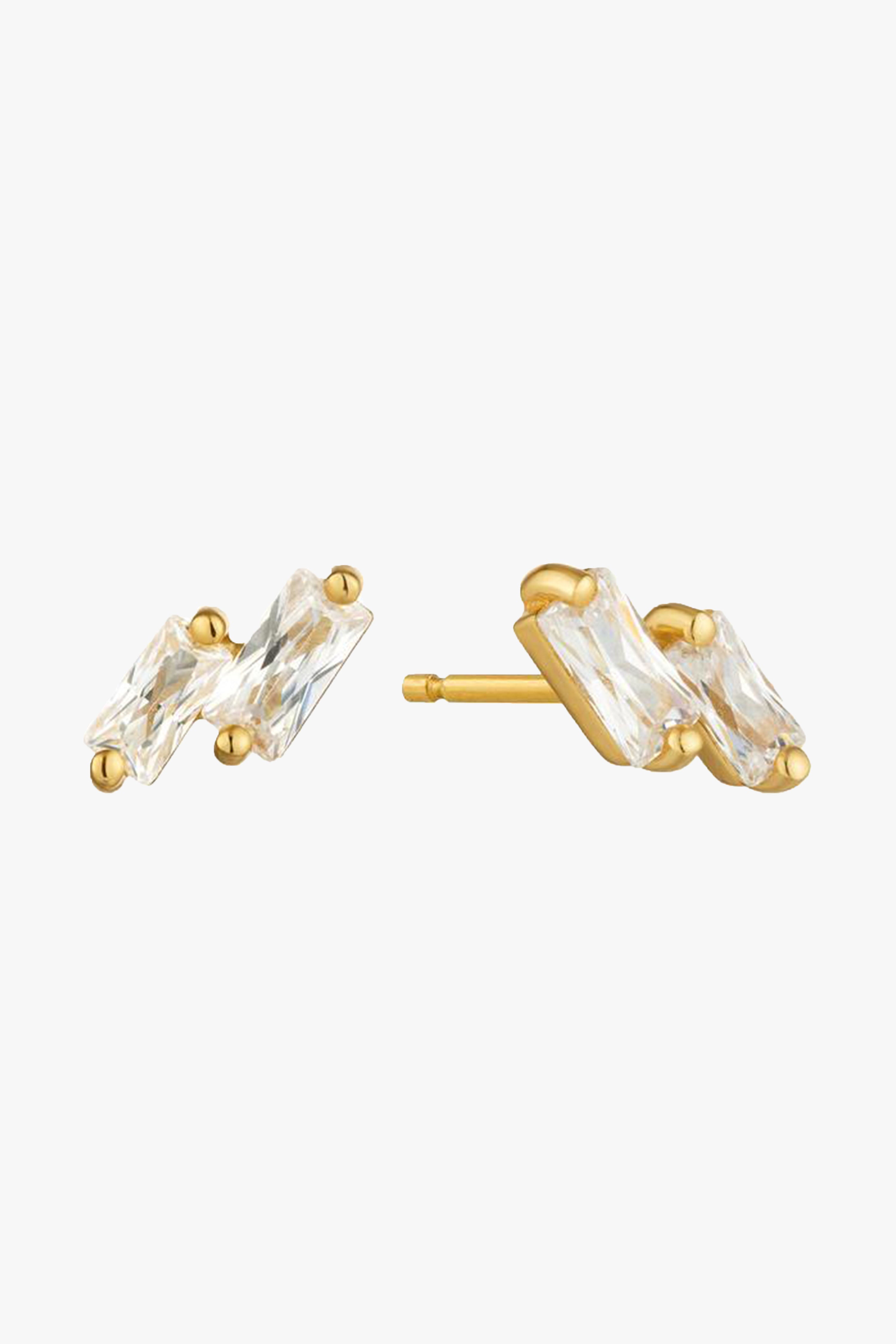 7mm Gold EOL Stud Earrings for Women - Hypoallergenic Cubic Zirconia Earrings - Perfect for Parties, Weddings & Everyday Wear