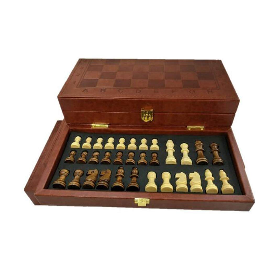 Premium Folding Leather Chess Set with Wooden Pieces - Portable Travel Chess Board Game for Adults & Kids - Perfect for Home, Office, Travel and Gifts