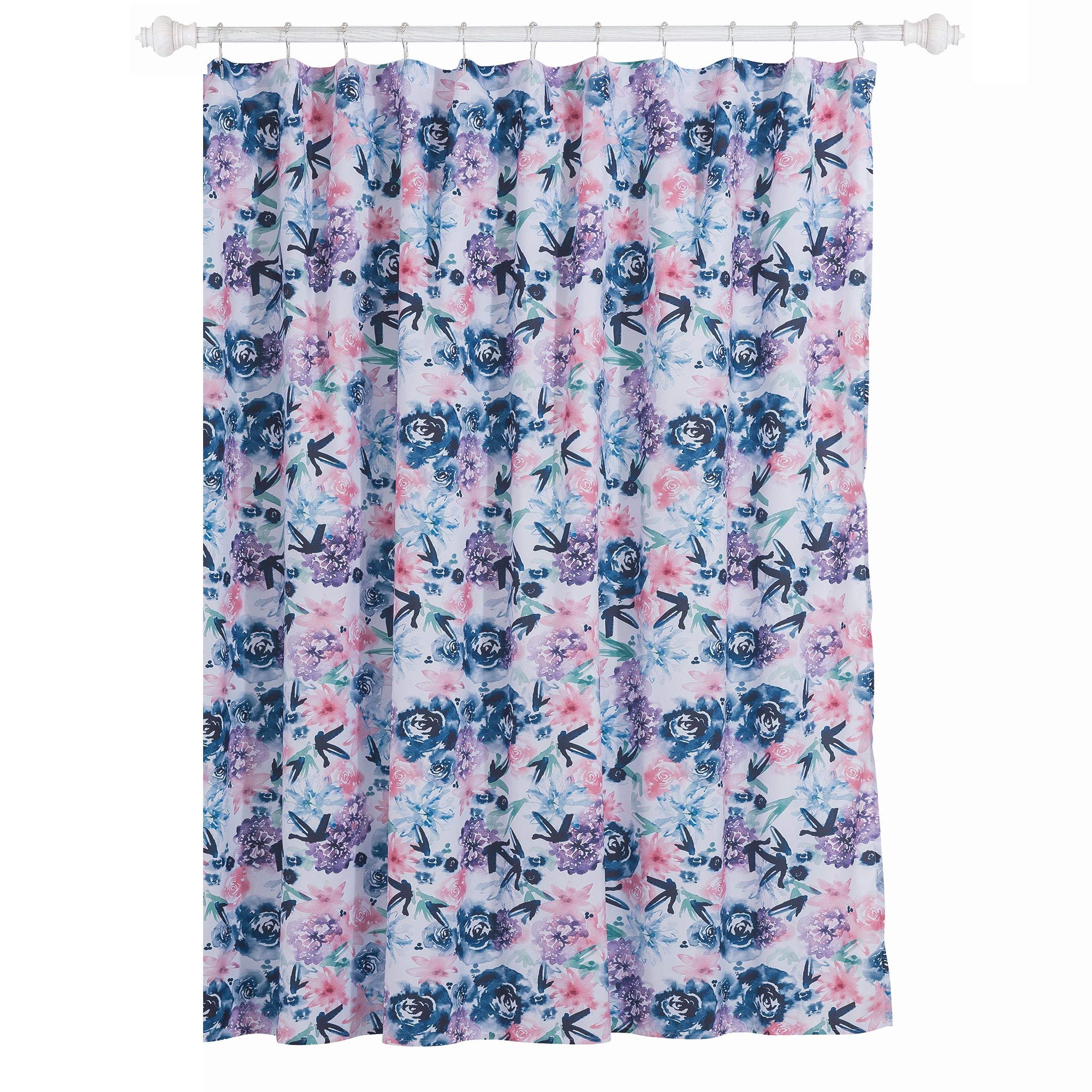 Indigo Rose Shower Curtain - Waterproof Bathroom Decor with Hooks - Perfect for Modern Bathrooms & Spa Retreats