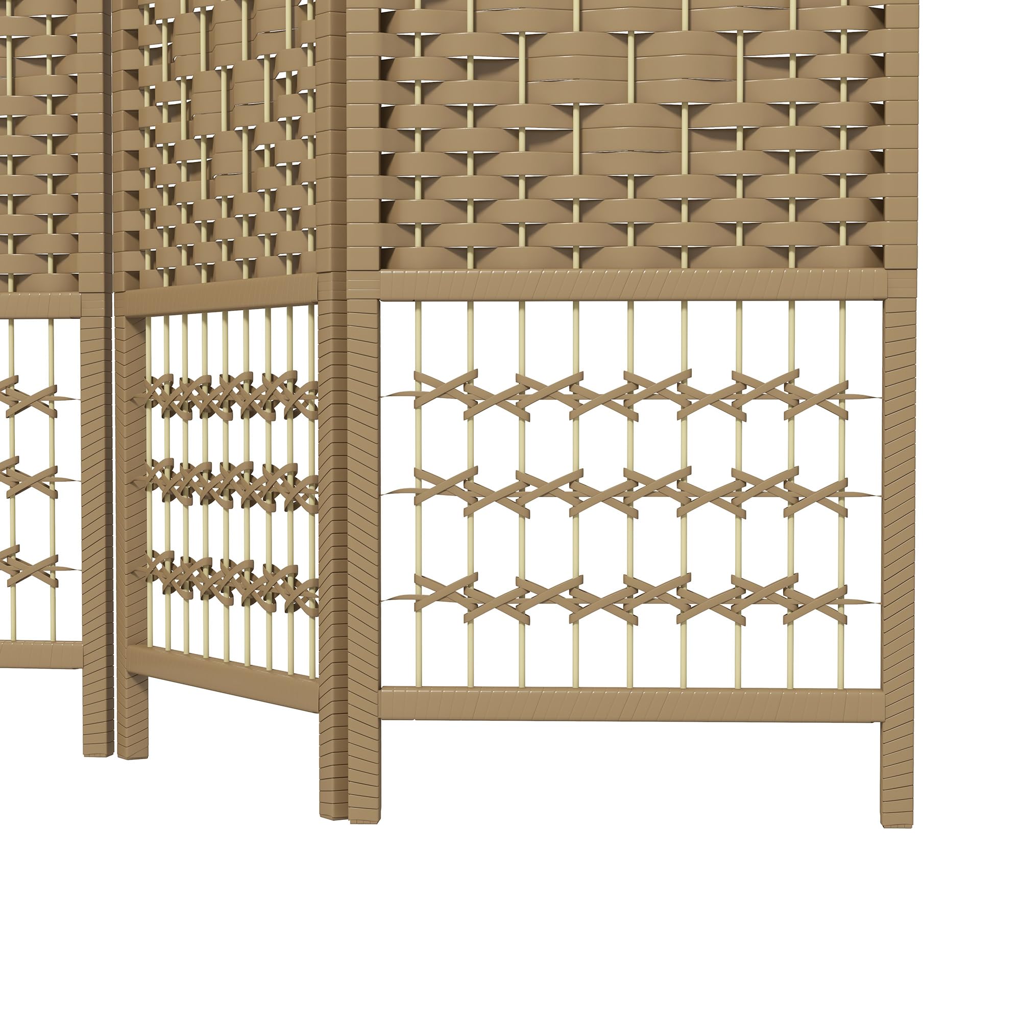 HOMCOM 6 Panel Folding Room Divider Privacy Screen - 5.6 ft Freestanding Partition Wall Separator with Wave Fiber Design in Natural Color for Home Office, Bedroom, and Studio Spaces