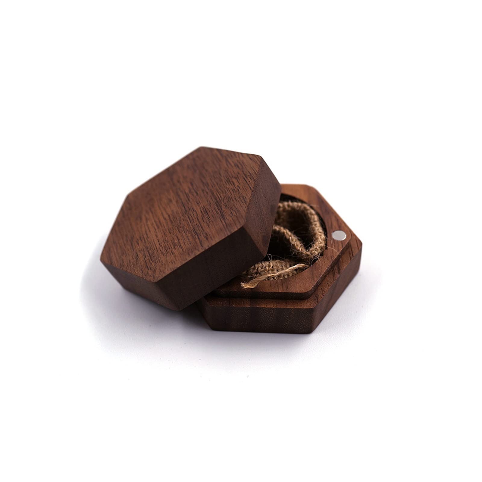 Wooden Heart Ring Box - Rustic Engagement Wedding Jewelry Holder for Couples - Proposal Gift with Detachable Lid