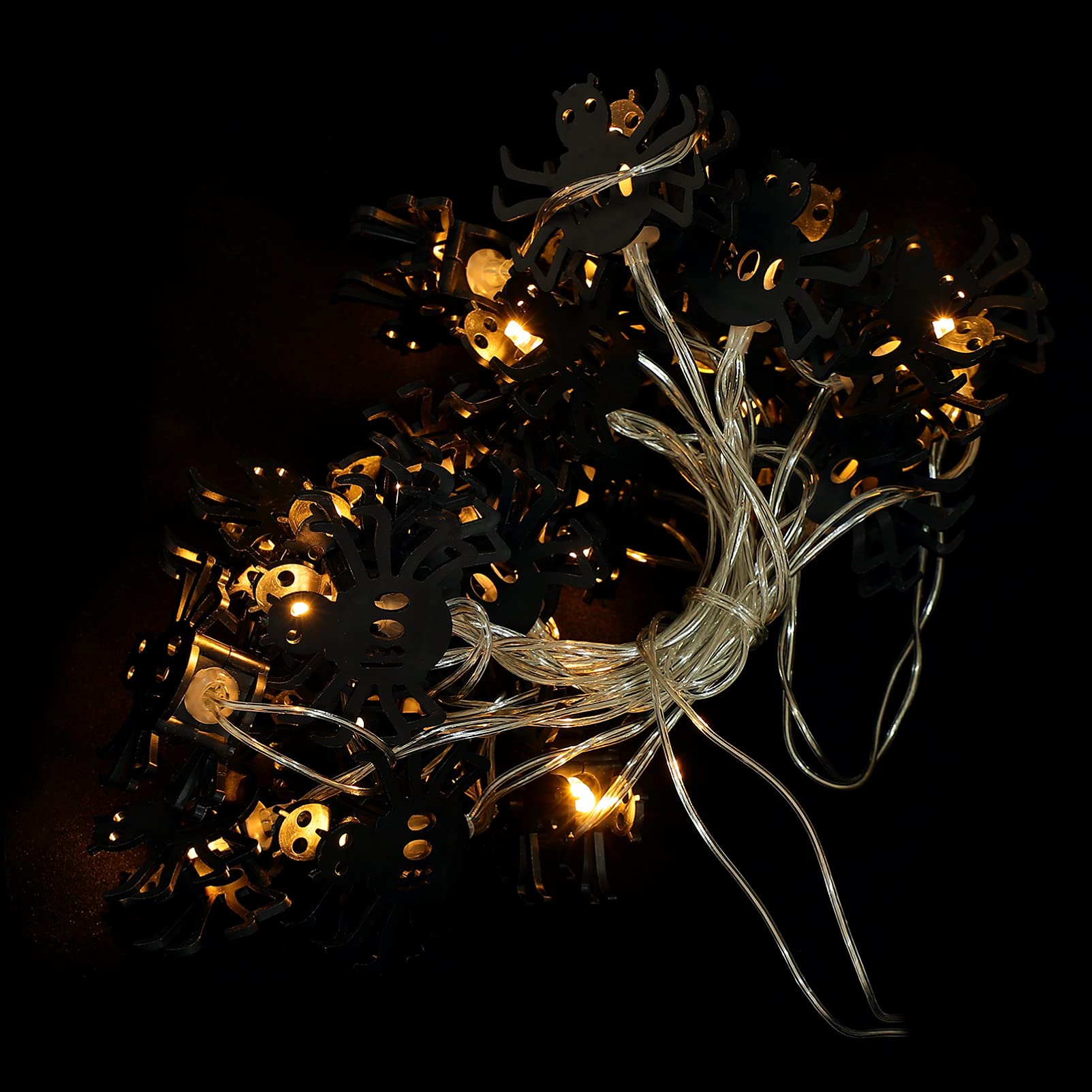 Uonlytech Halloween LED Spider String Lights - 20ft Outdoor/Indoor Waterproof Garland Decor for Home, Party, Garden - Perfect for Halloween, Christmas, and Wedding Decorations