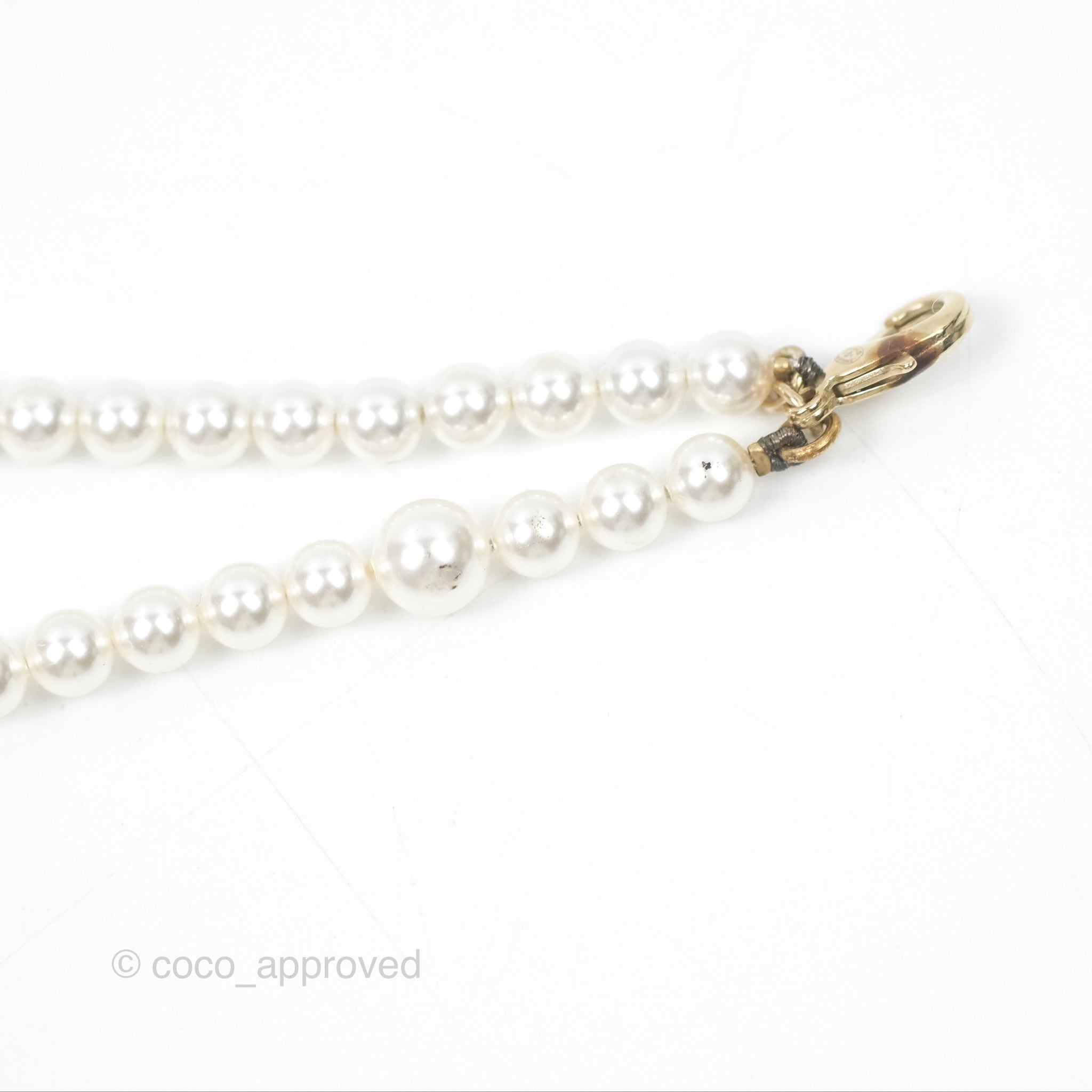 Chanel CC Pearl Double Strand Necklace 17K Gold Tone - Elegant Layered Pearl Jewelry for Women, Perfect for Parties, Weddings & Special Occasions