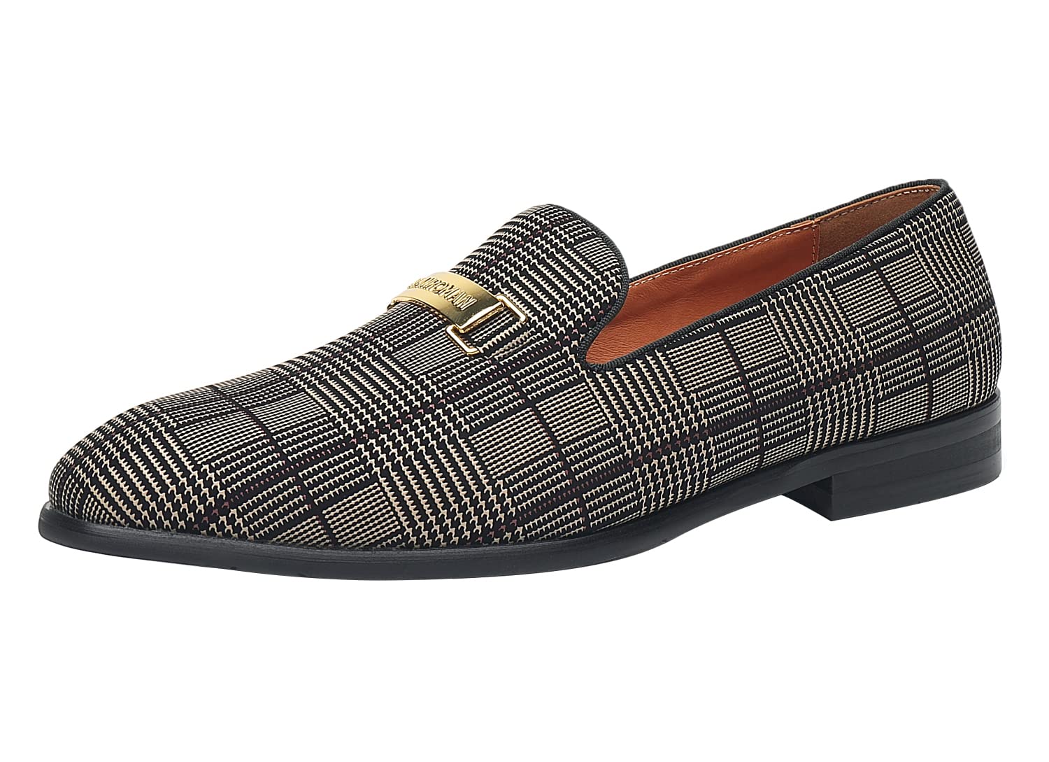 ELANROMAN Men's Gold Buckle Loafers - Stylish Slip-On Penny Loafers for Wedding, Party & Formal Events | Comfortable Dress Shoes for Business, Office & Special Occasions