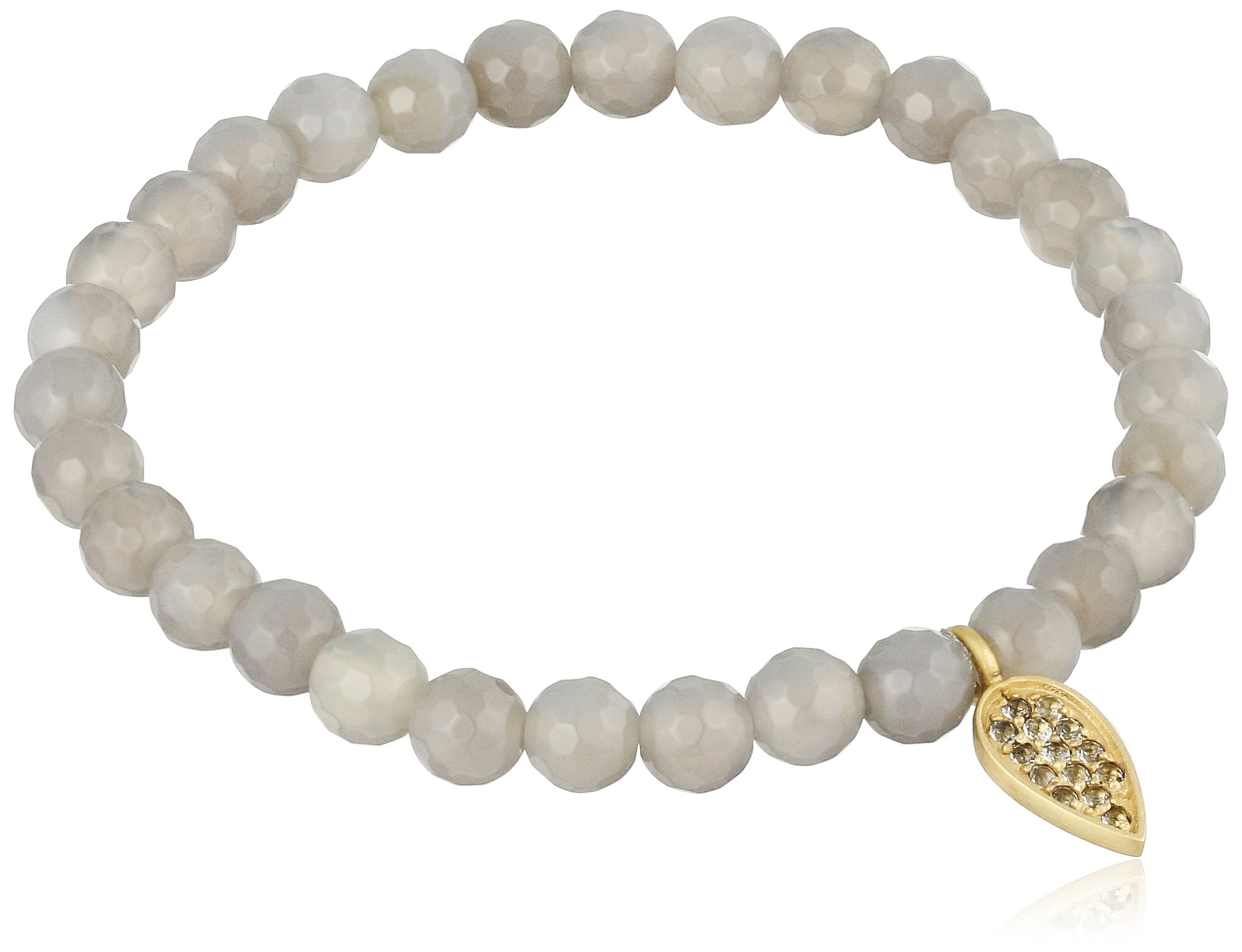 Satya Jewelry Stretch Bracelet with Pave Topaz Lotus Petal Charm - Elegant Yoga & Meditation Accessory for Women
