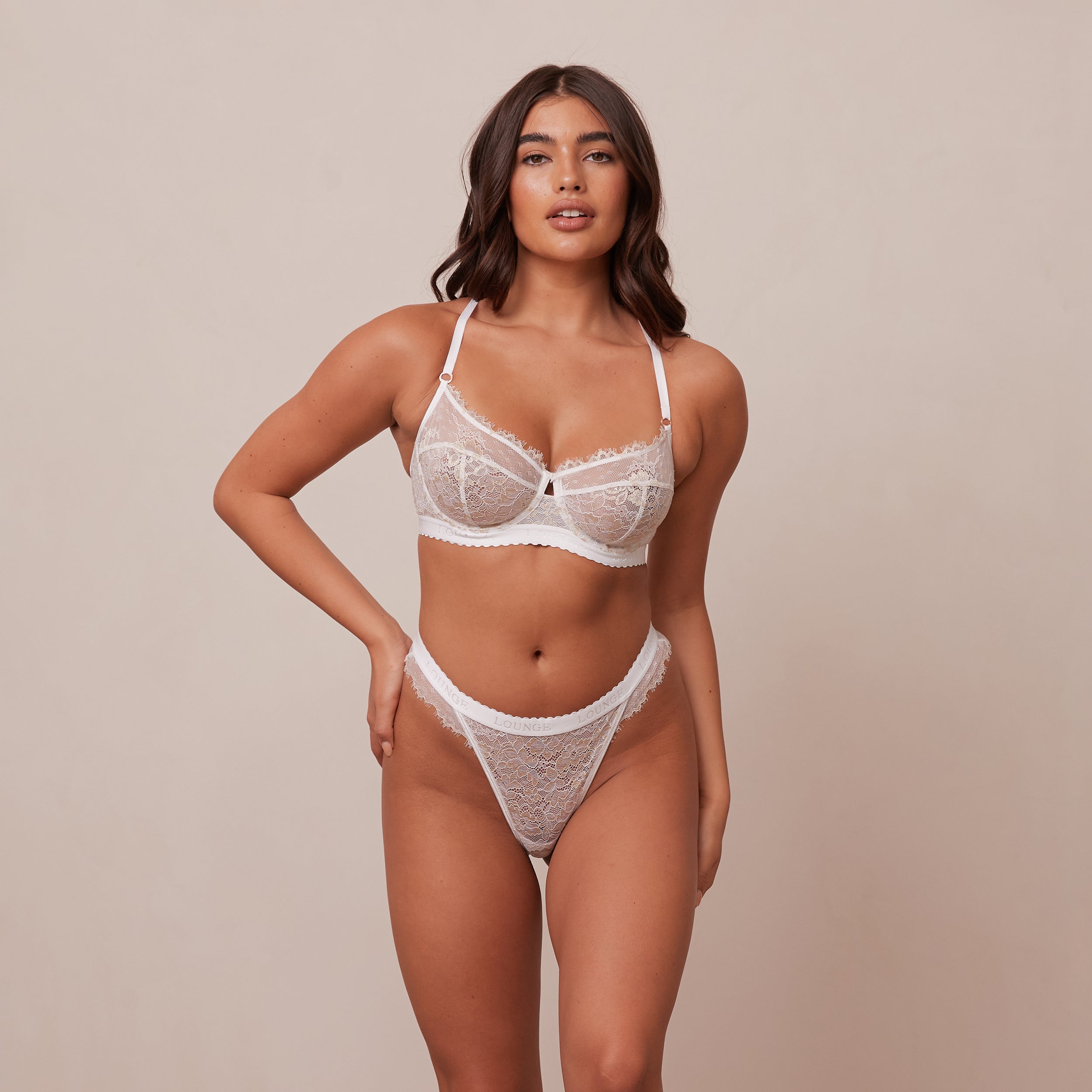 Desire Balcony Bra - Comfortable Wireless Lace Bralette for Women - Perfect for Yoga, Lounge & Everyday Wear - White
