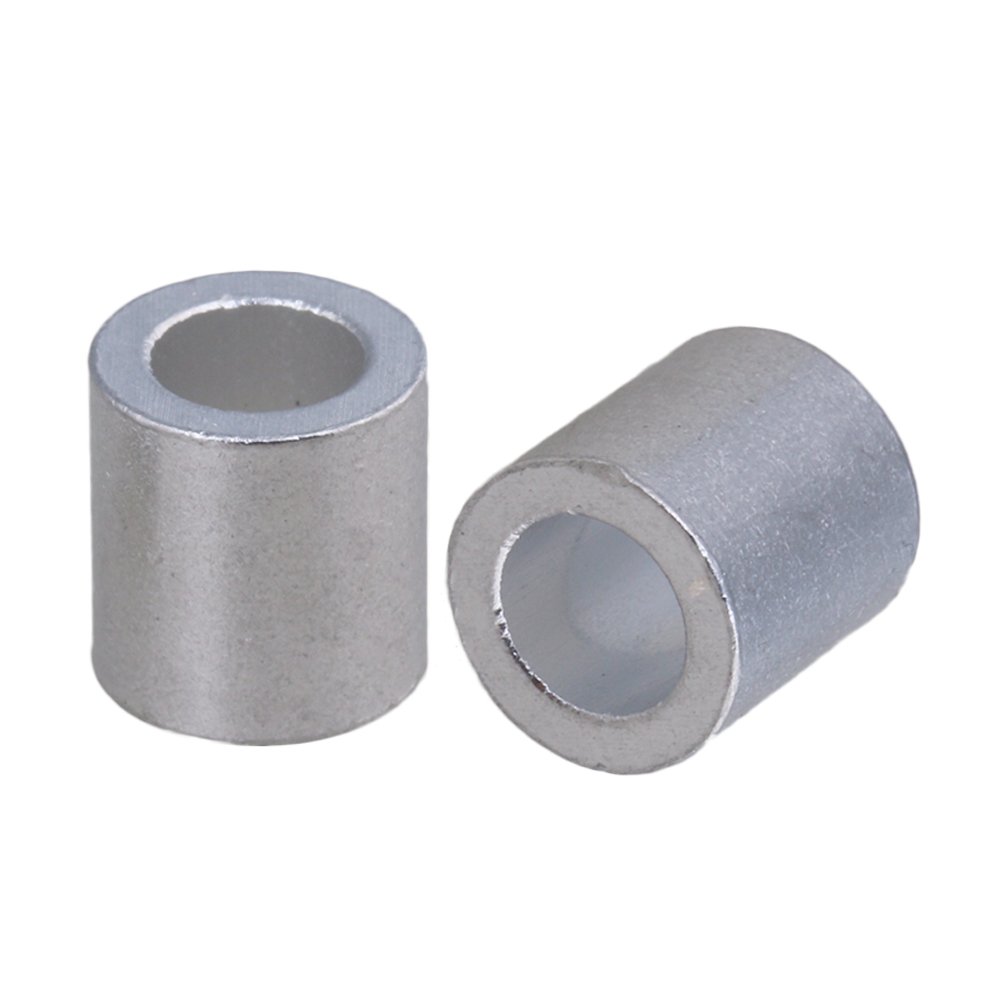 50pcs Silver Wire Rope Aluminum Crimping Loop Clips - M5 Ferrule Sleeves for Jewelry Making, DIY Crafts & Marine Applications