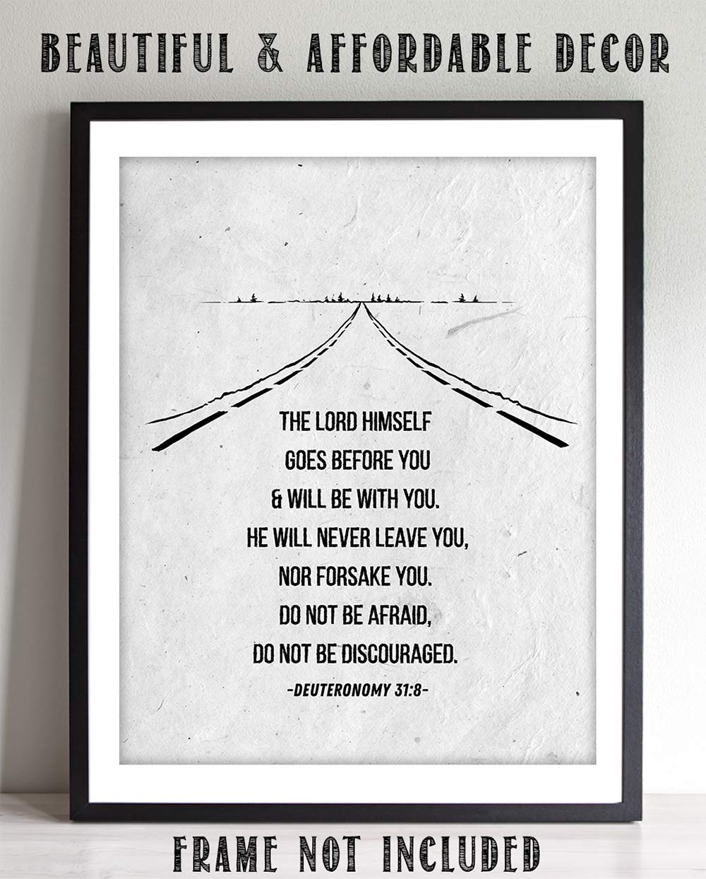 Deuteronomy Bible Verse Wall Art - Inspirational Scripture Quotes for Men, Modern Living Room Decor, Motivational Christian Gifts, Unframed 11x14 - Perfect for Home Office, Church & Man Cave Decor