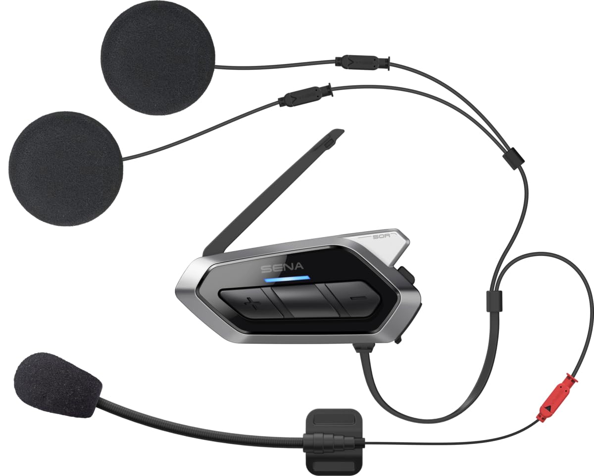 Sena 50R Motorcycle Bluetooth Headset with Harman Kardon Sound - 3-Button Control, Mesh Intercom System, Premium Mic & Speakers - Perfect for Group Rides, Commuting & Long-Distance Touring
