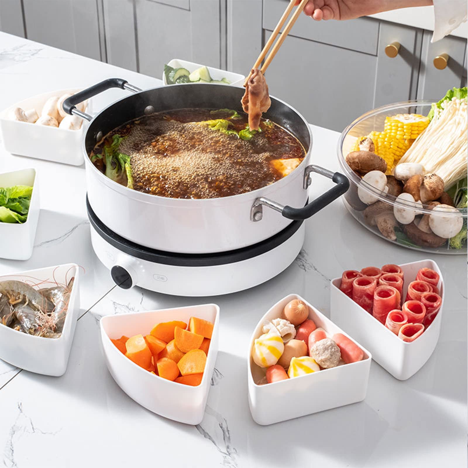 Plastic Divided Serving Tray with Lids - 5 Removable Compartments for Party Snacks, Fruit Trays, Food Storage & Lunch Box | Perfect for Vegetarian Meals, Candy Display & Appetizers at Parties, Picnics & Office Lunches