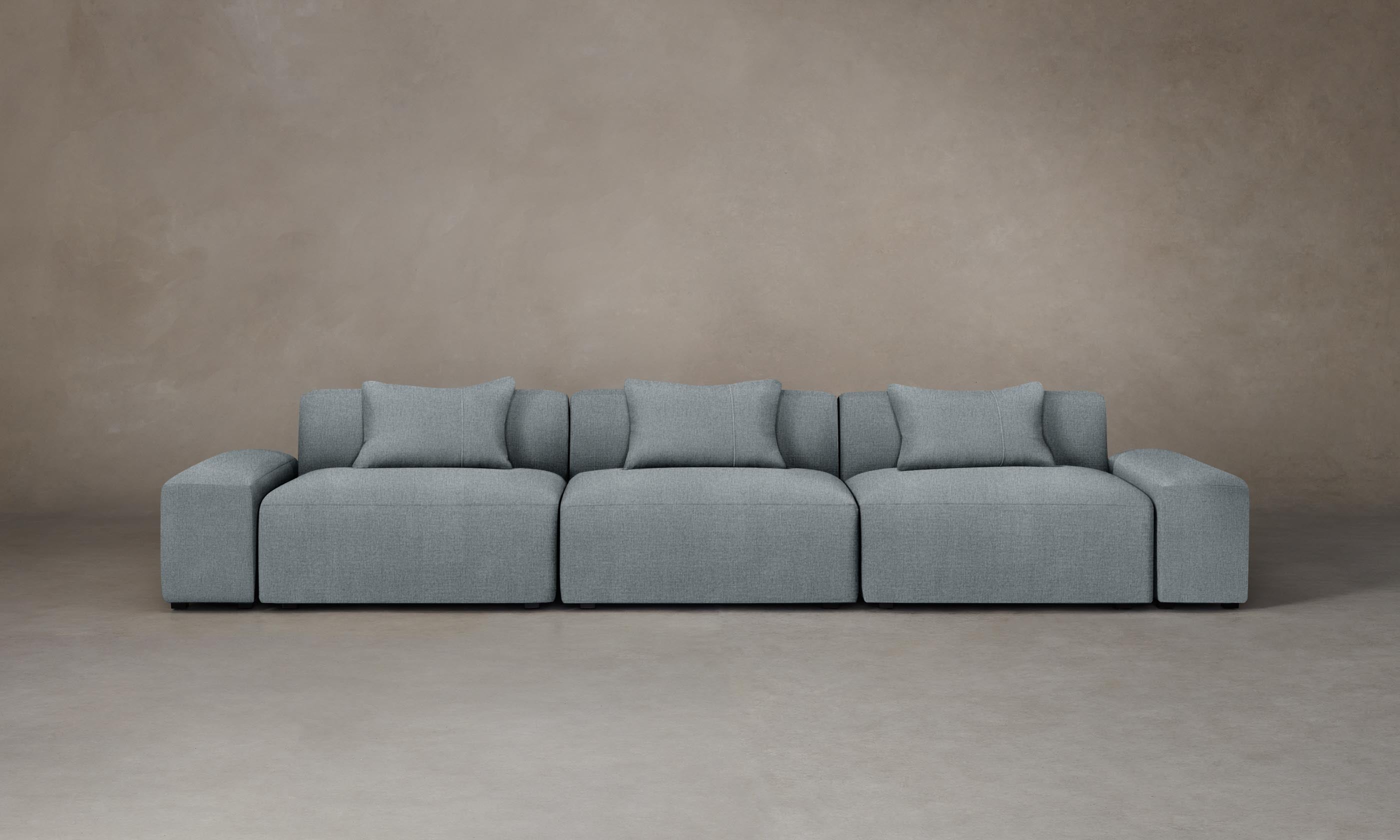 Breuer Modular Sectional Sofa with Performance Mélange Weave Fabric in Aegean Blue - Perfect for Living Room, Lounge & Family Gatherings