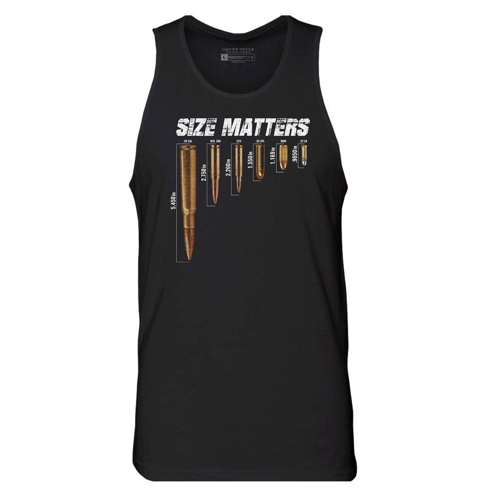 Men's Size Matters Muscle Tank Top - Black | Gym Workout, Running & Casual Wear