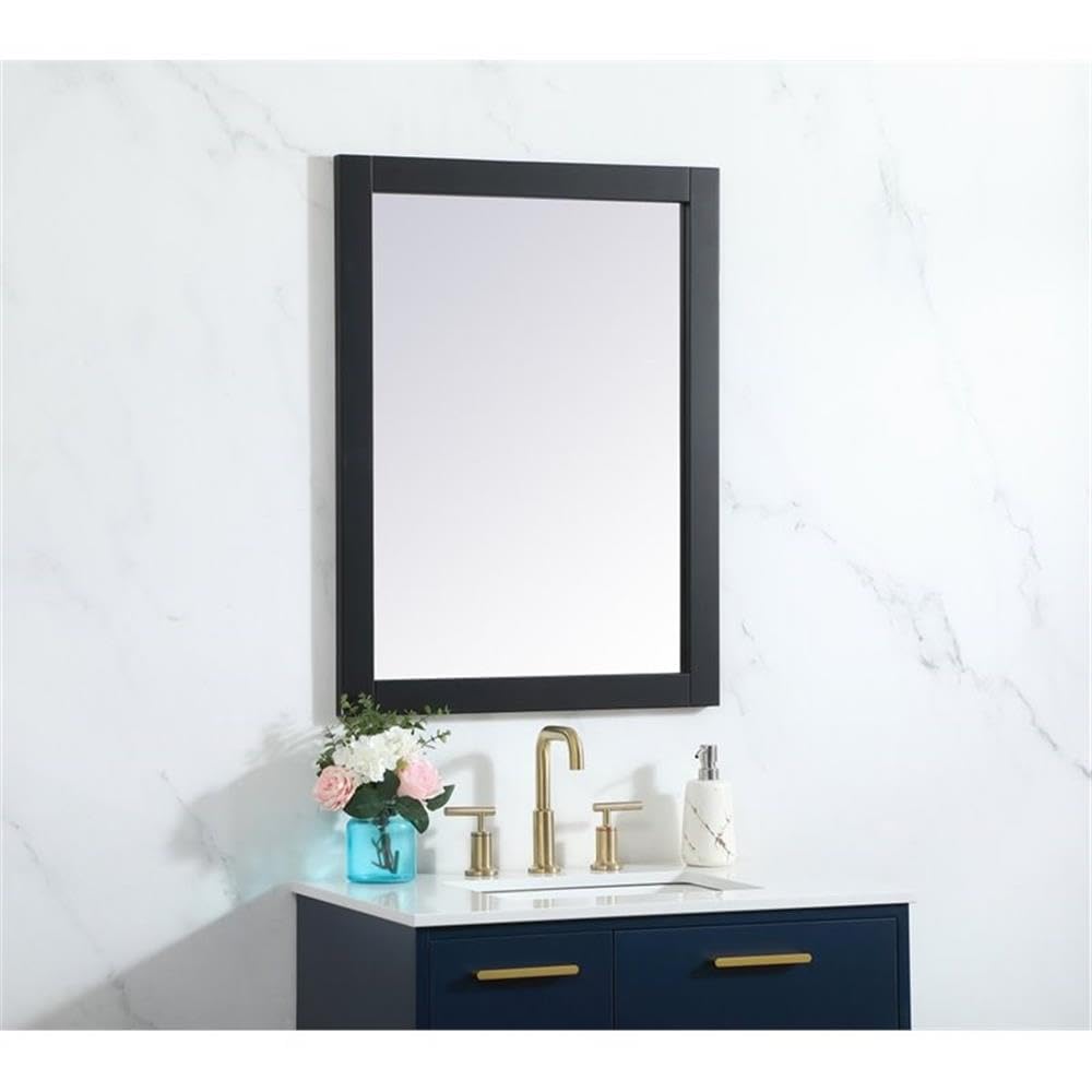Black Aqua 24x32 Vanity Mirror - Elegant MDF & Metal Decor for Bathroom
