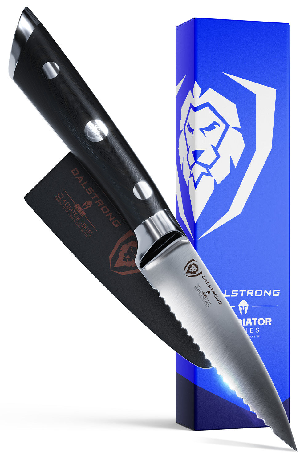 Premium Serrated Paring Knife 3.75 Inch - Professional Gladiator Series Kitchen Knife | NSF Certified | Razor Sharp Stainless Steel Blade | Perfect for Peeling, Slicing Fruits & Vegetables | Dalstrong ©