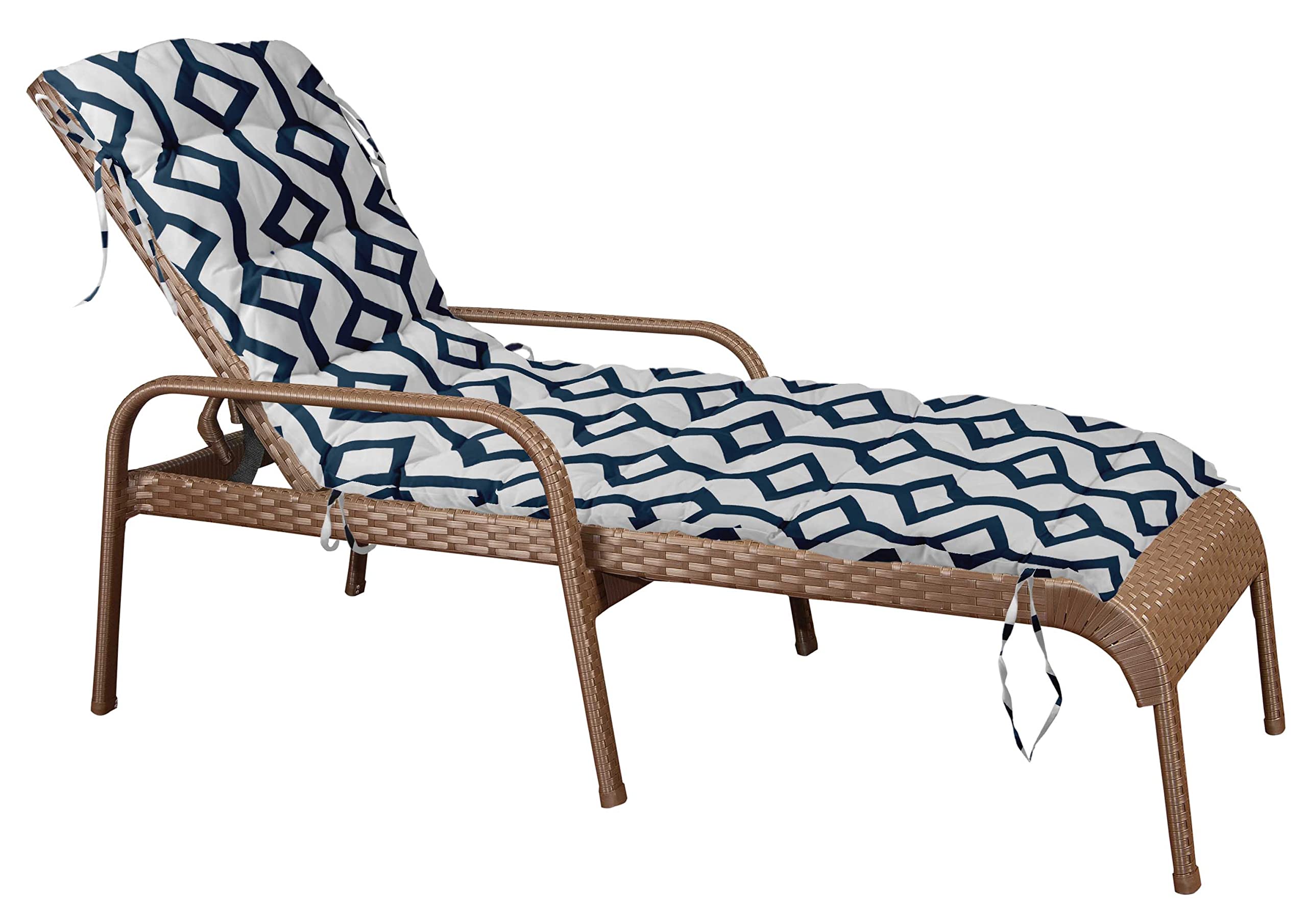 Quilted Thick Padded Seat Cushion for Rocking Chair, Sofa & Recliner - 74 x 23 Inches Blue - Outdoor Garden, Terrace & Bench Use with Secure Ties