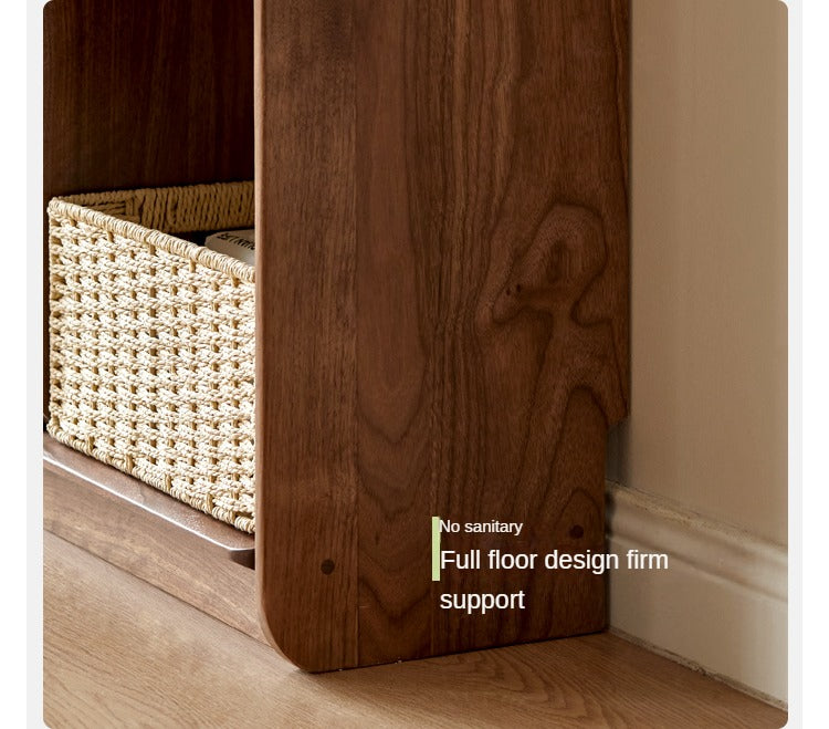 Solid Black Walnut Wood Bookshelf with Free Lattice Combination - Stylish Storage for Home Office, Living Room & Library