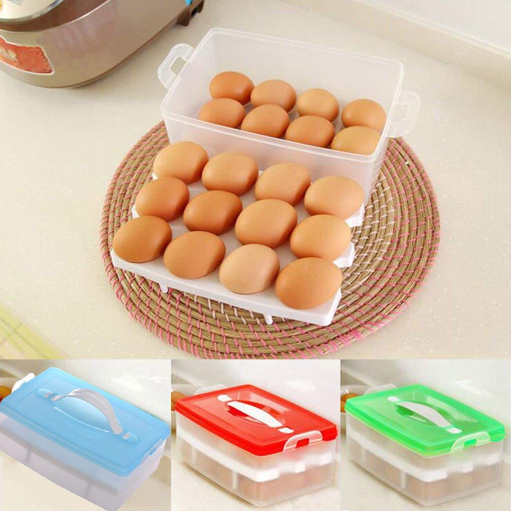FLIPXEN Clear Plastic Egg Storage Container - Holds 24 Eggs - Refrigerator Organizer for Kitchen - Perfect for Fridge Organization & Fresh Egg Storage