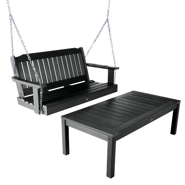 Lehigh 4ft Swing and Coffee Table - Versatile Indoor/Outdoor Furniture for Patio, Living Room, or Office Use