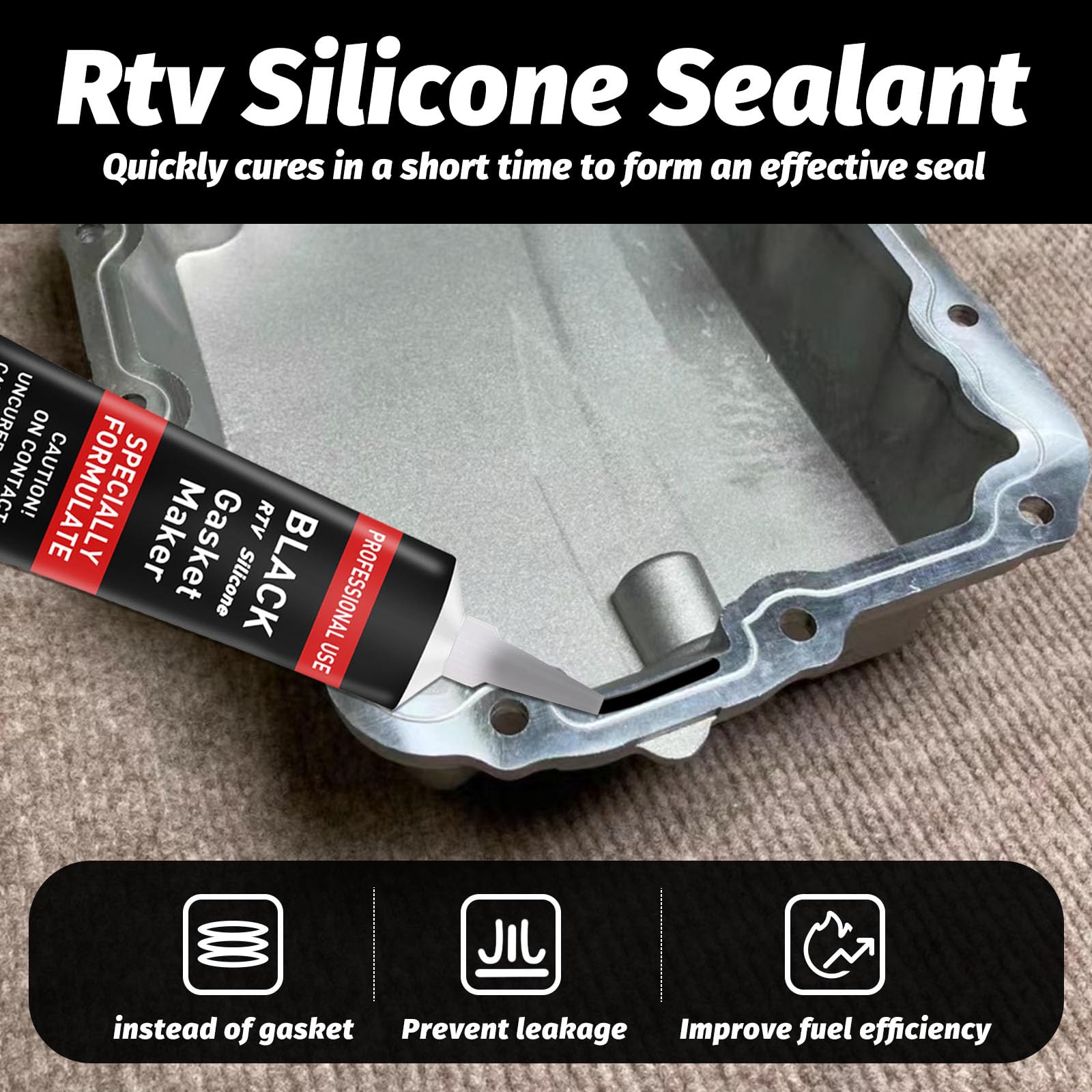 High Temperature RTV Silicone Gasket Maker - Oil & Freeze Resistant Engine Sealant for Gearboxes, Pumps, Superchargers (Black, 170g) - Perfect for Automotive Repairs & Industrial Equipment Maintenance