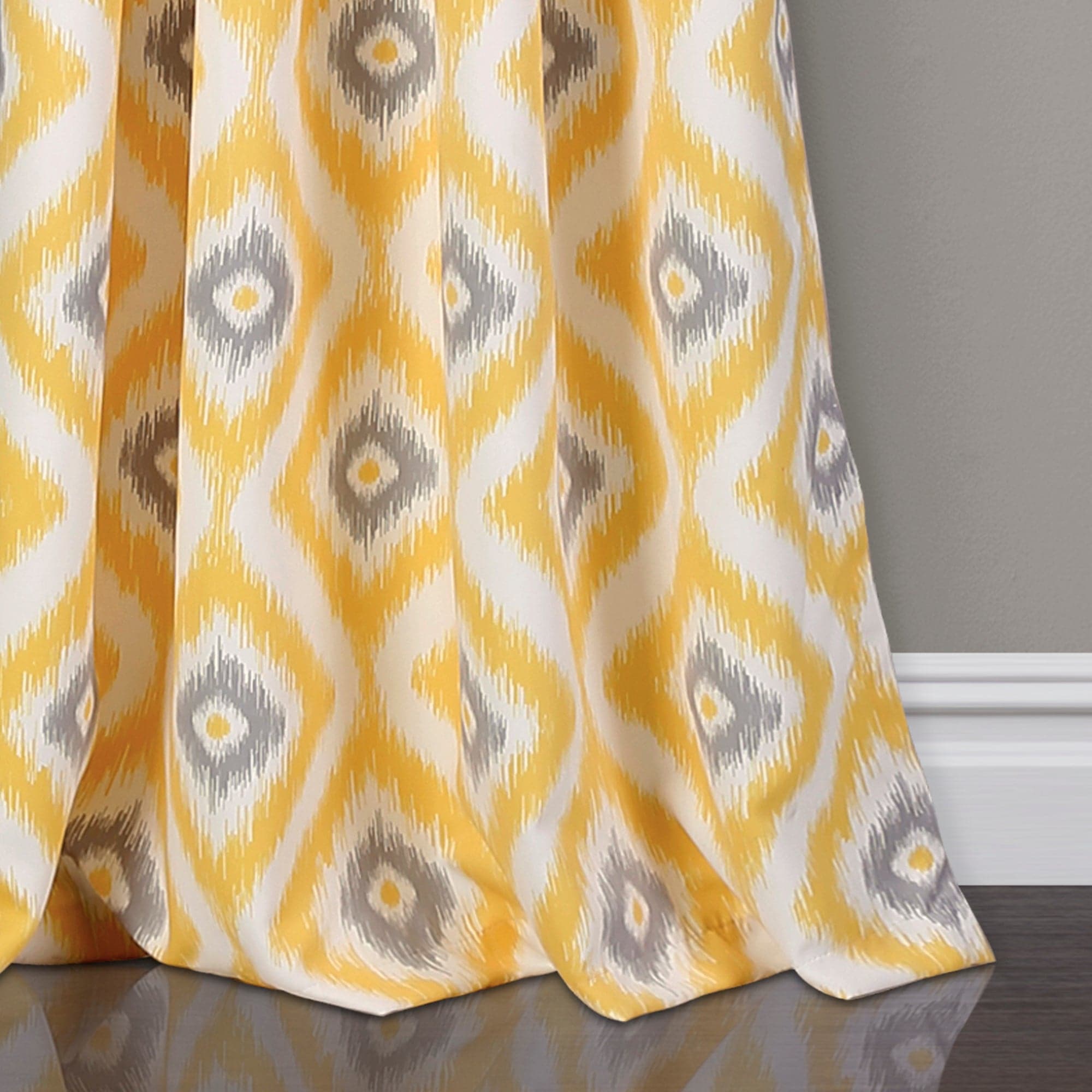 Premium Diamond Ikat Light Filtering Window Curtain Set - Elegant Sheer Drapes for Living Room & Bedroom - Soft Sunlight & Privacy Control