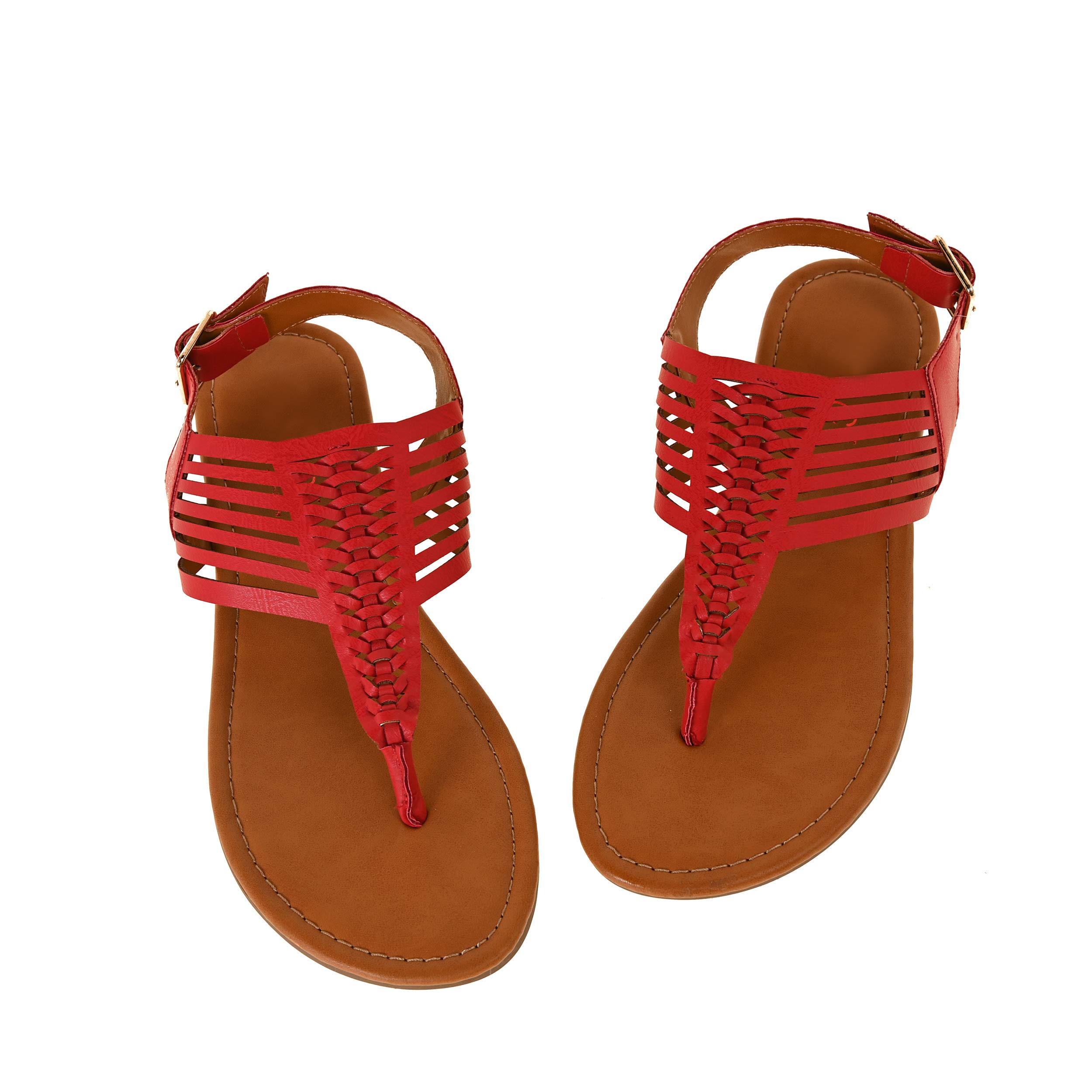 YYYMMM Women's Summer Sandals - Fashionable Anti-Slip Bohemian T-Strap Flip Flops with Buckle Design, Flat Casual Beach Shoes for Ladies (Plus Size Available) | Perfect for Beach Vacations, Poolside Lounging & Summer Outings