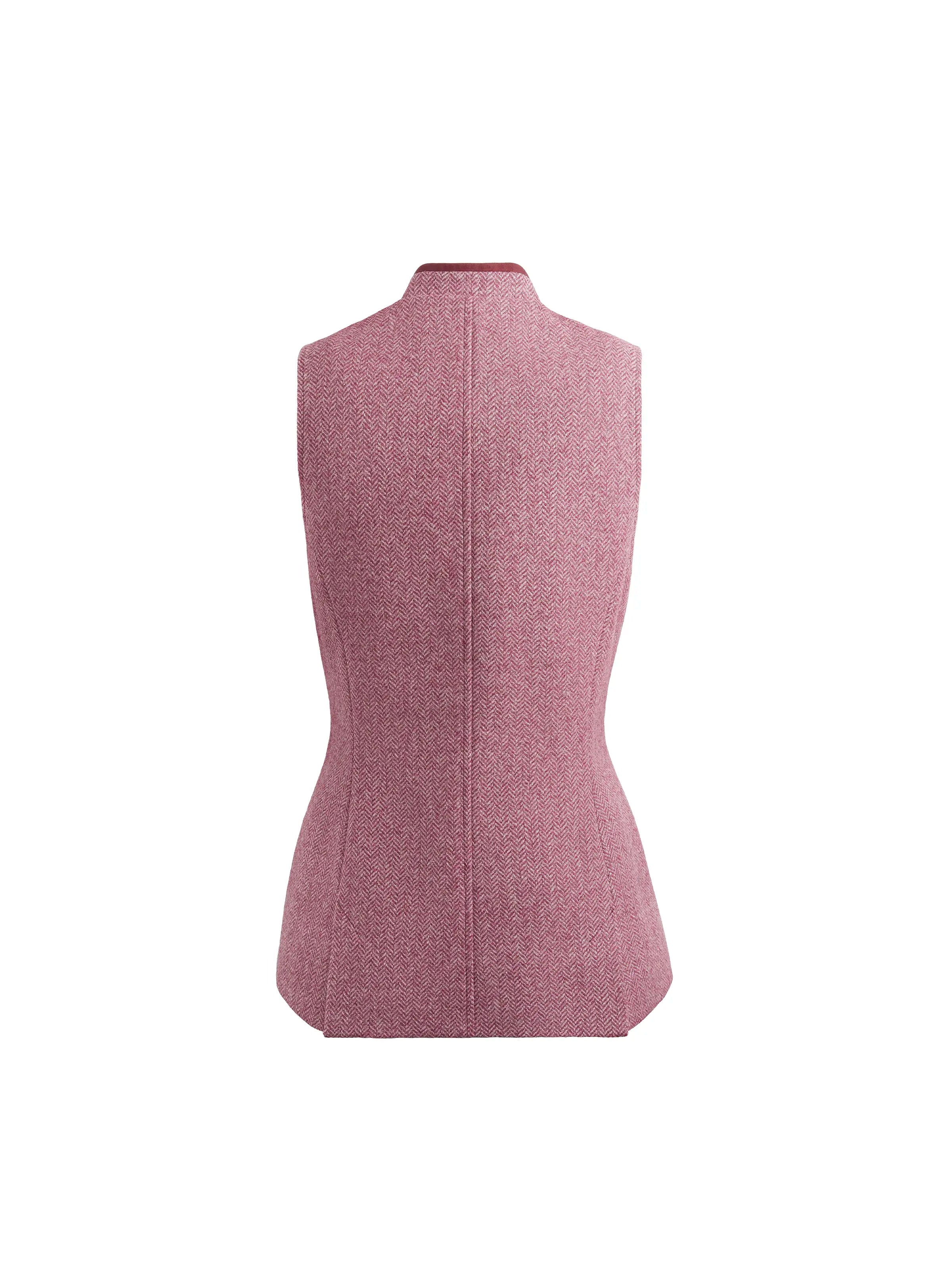 Madeline Gilet Pink Herringbone Vest - Breast Cancer Awareness Women's Fashion Top for Fall & Winter Layering | Office Wear, Casual Outfits, Charity Events