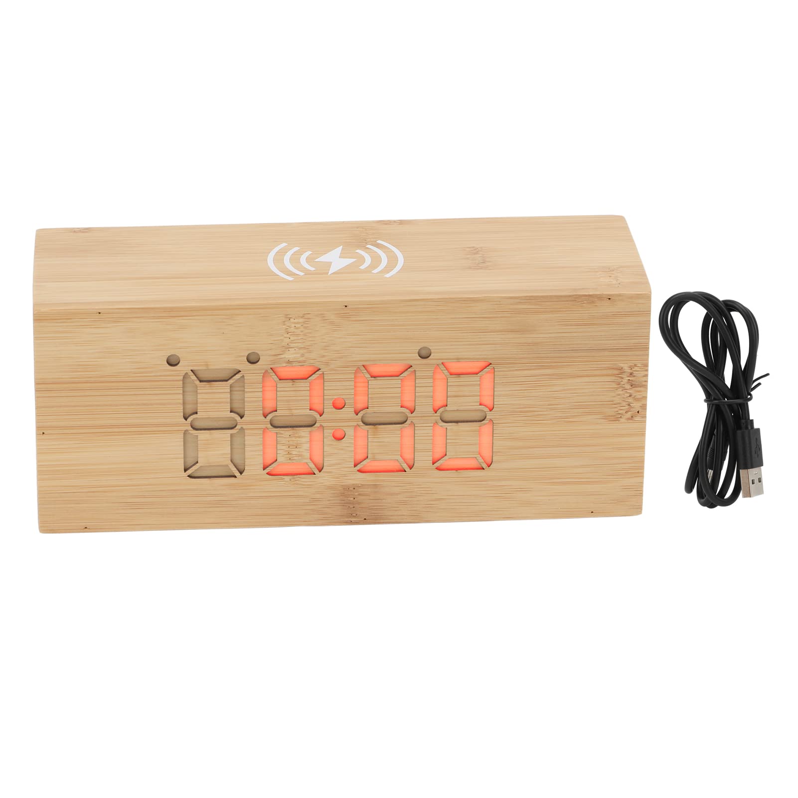Multifunctional Wooden Digital Alarm Clock with USB Charging & Sound Control - Perfect for Home, Office, and Bedroom Use