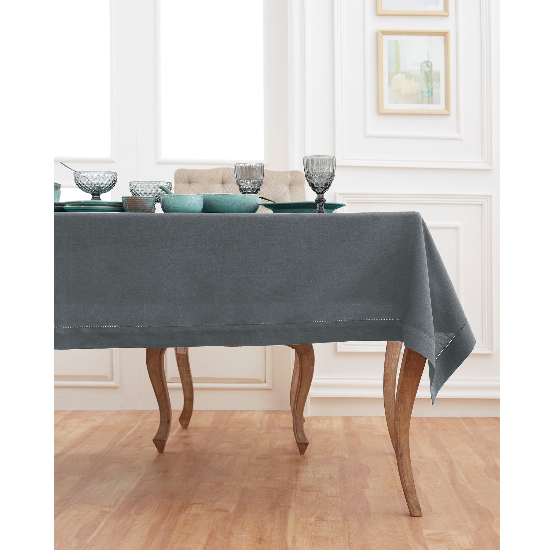 Elegant Classic Hemstitch Tablecloth - Premium Cotton Dining Table Cover for Formal & Casual Settings - Perfect for Weddings, Parties & Everyday Use