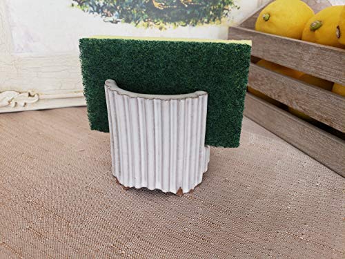 Ceramic Sponge Holder for Kitchen Sink - Modern Farmhouse Decor, Compact Handmade Drain Rack - Perfect for Small Kitchens & Farmhouse Style Homes
