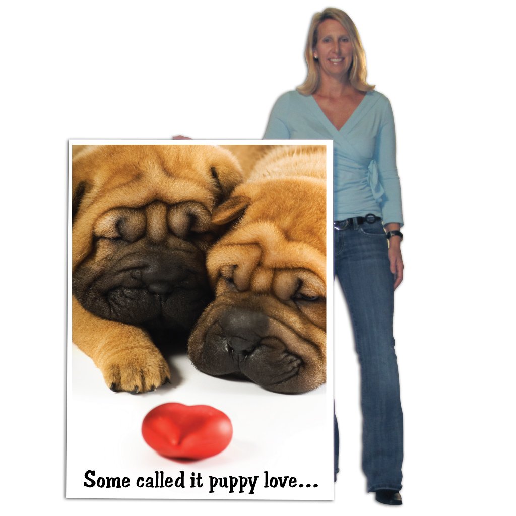 VictoryStore Jumbo Greeting Cards - Extra Large 3ft x 4ft Anniversary Card with Envelope (Puppy Love Design) for Romantic Surprises, Proposal Ideas & Grand Gestures