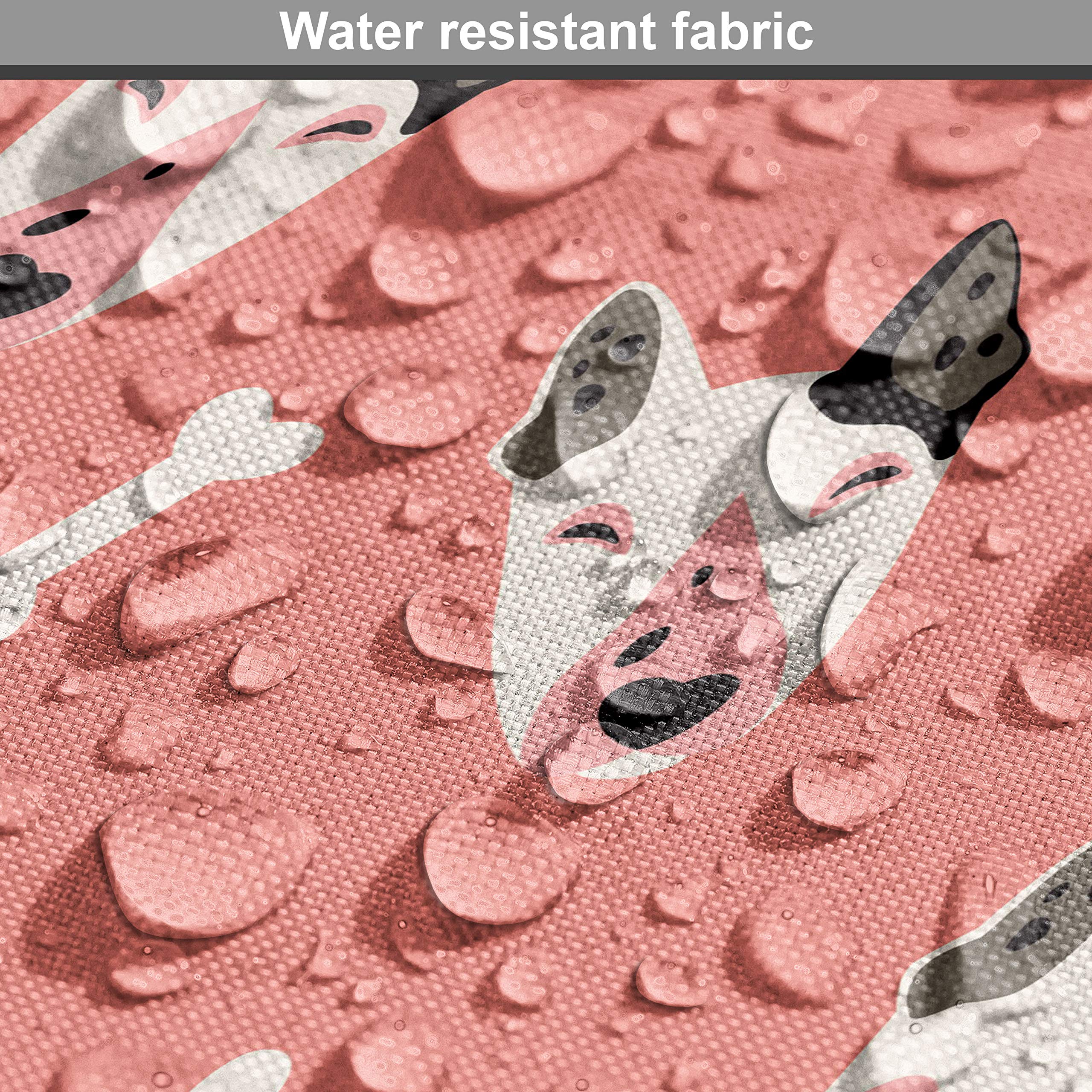 Ambesonne Playful Bull Terrier Dog Faces Cartoon Fabric by The Yard - 10 Yards Coral Off White Upholstery Material for DIY Home Decor, Pet Bedding & Craft Projects | Perfect for Dog Lovers' Living Room, Nursery & Pet Accessories