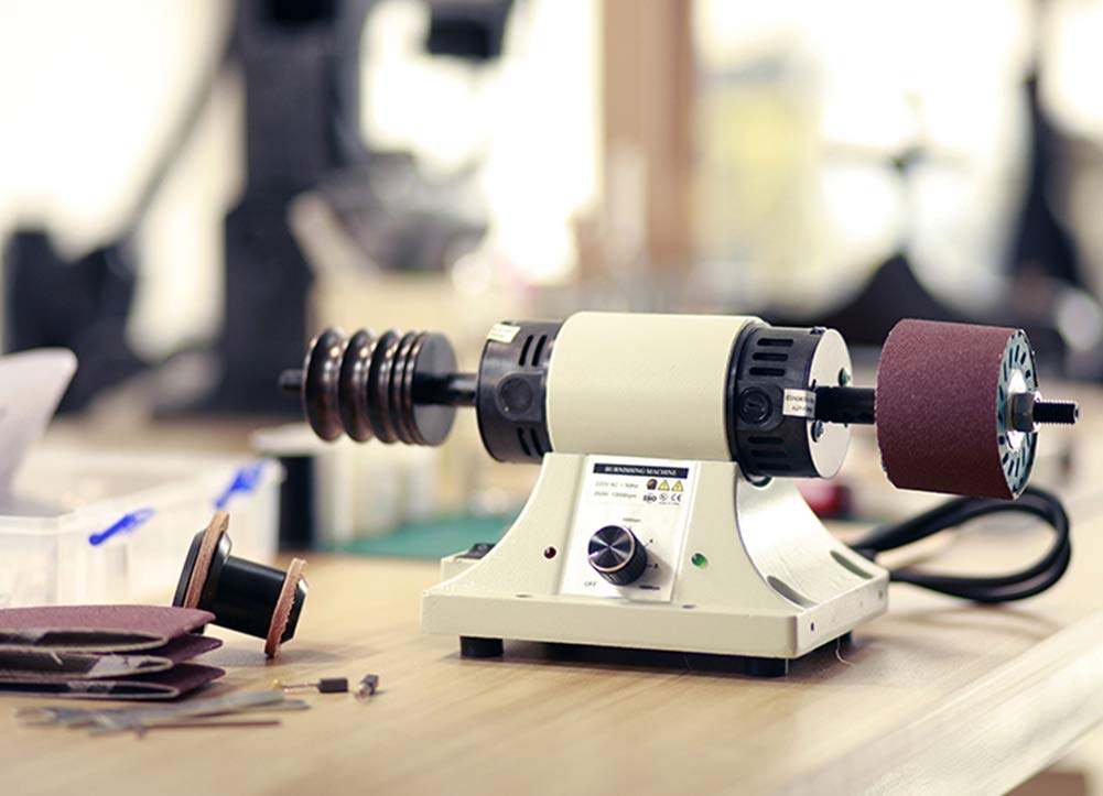 Professional Leather Edge Burnishing & Polishing Machine - 110V, 0-8000RPM Adjustable Speed with Flexible Shaft Handle - Perfect for Leather Crafting, Shoe Repair & DIY Leather Projects