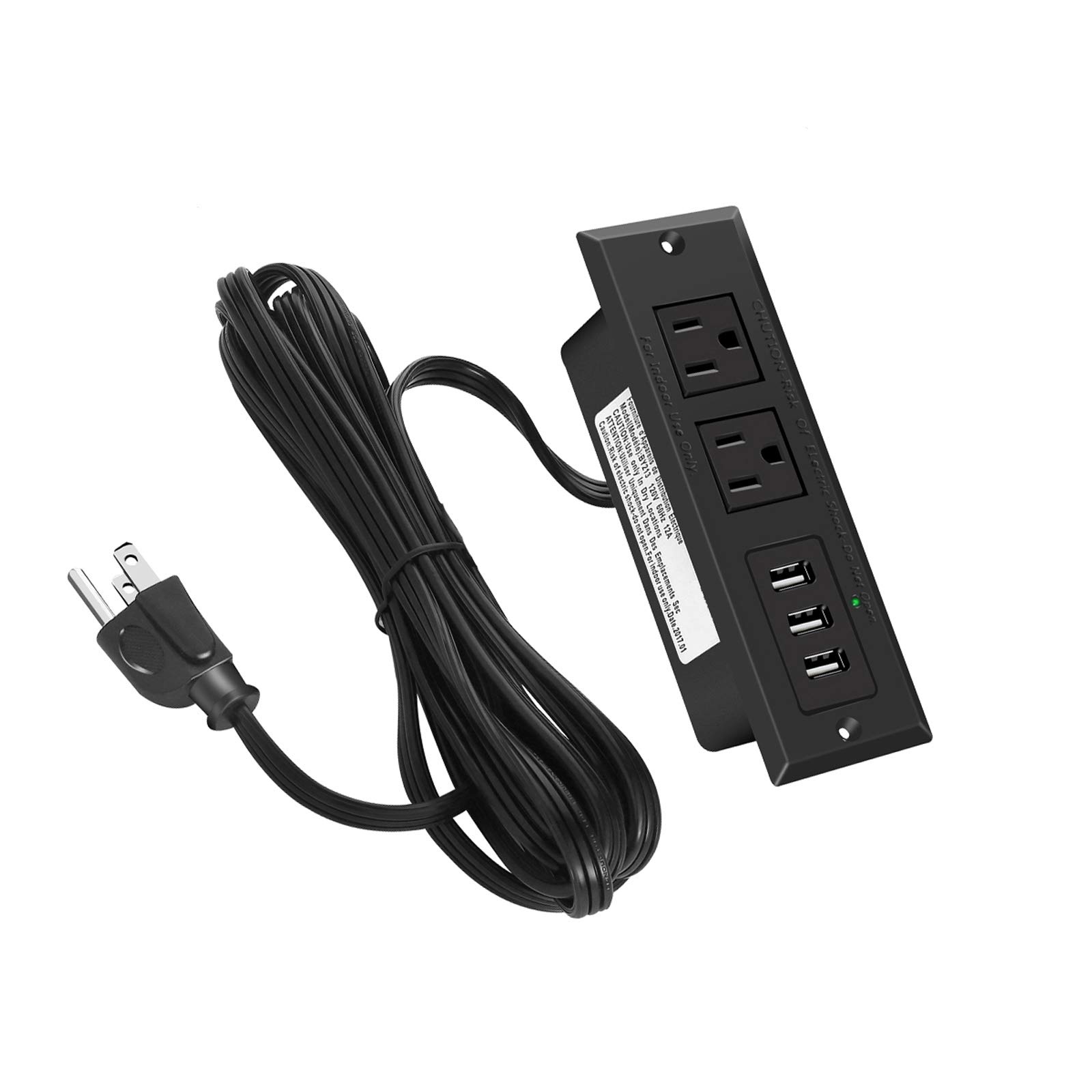 Recessed Power Strip for Desk - 3.1A USB Outlet with 6.56ft Cord | Conference Table Power Grommet | Perfect for Office Workstations, Home Desks & Meeting Rooms
